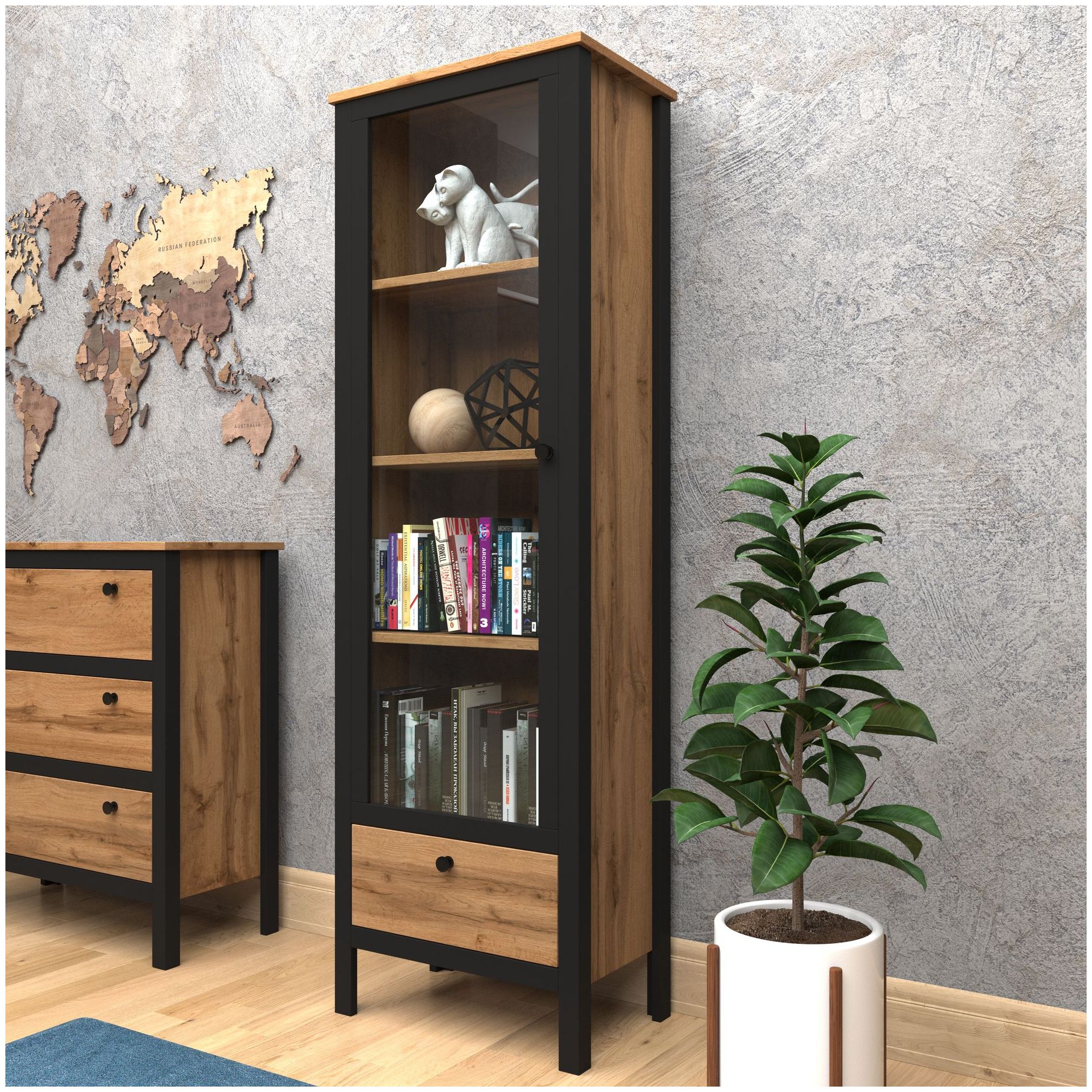 Картинка Лофт шкаф-витрина REG1W1S интернет-магазин мебели FreeTime