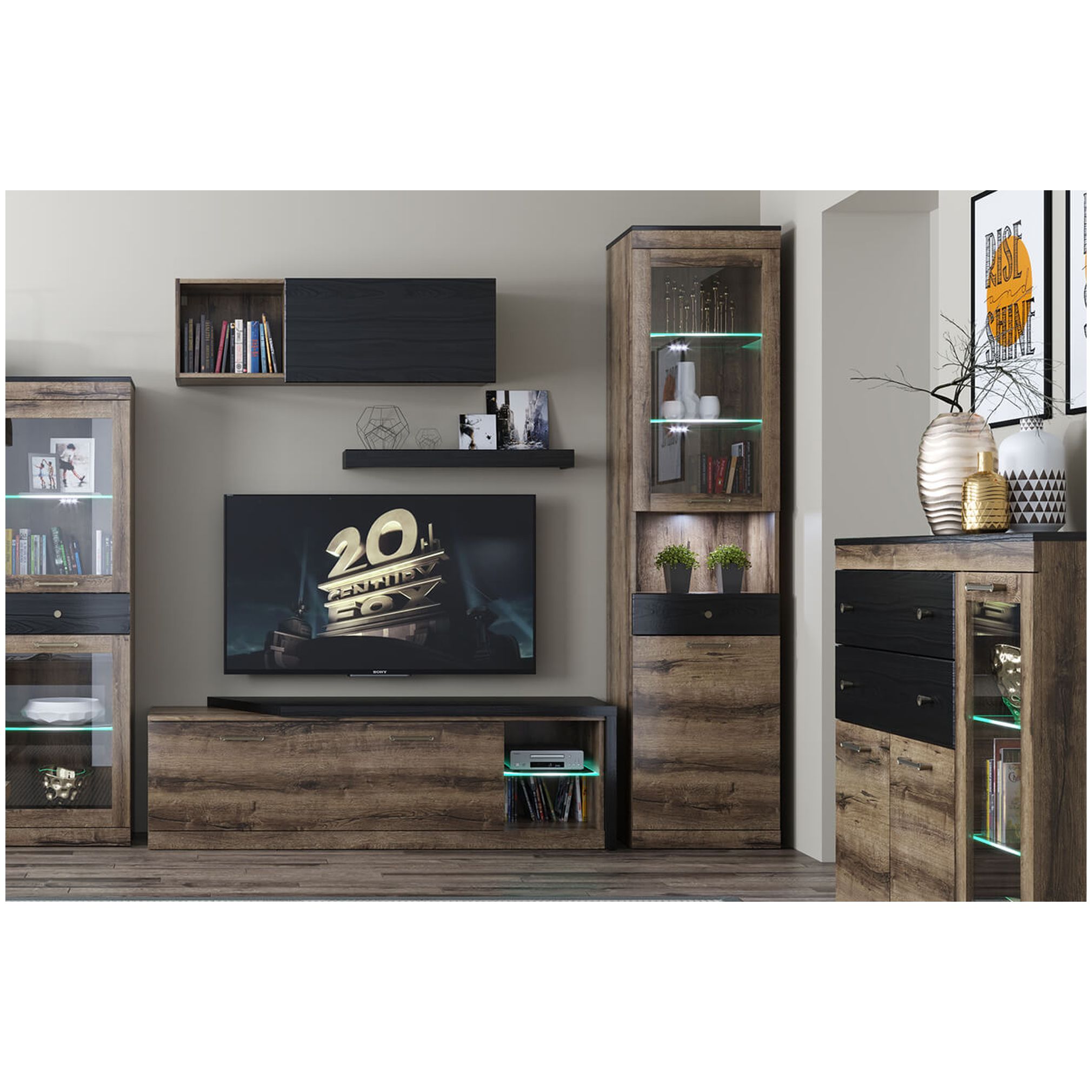 Картинка Джагер Шкаф с витриной 1V1D1SN интернет-магазин мебели FreeTime