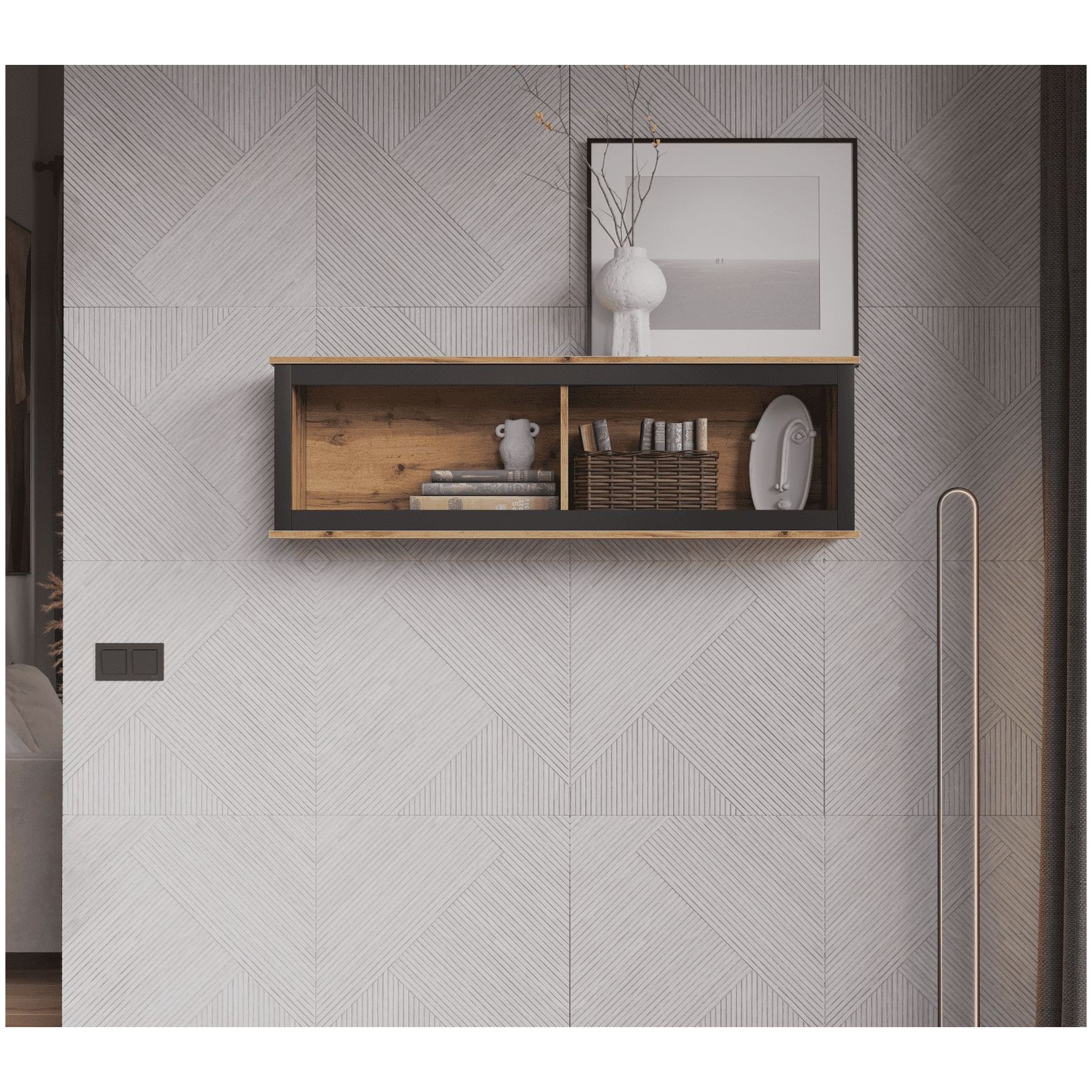 Картинка Лофт полка с витриной SFW/130 интернет-магазин мебели FreeTime