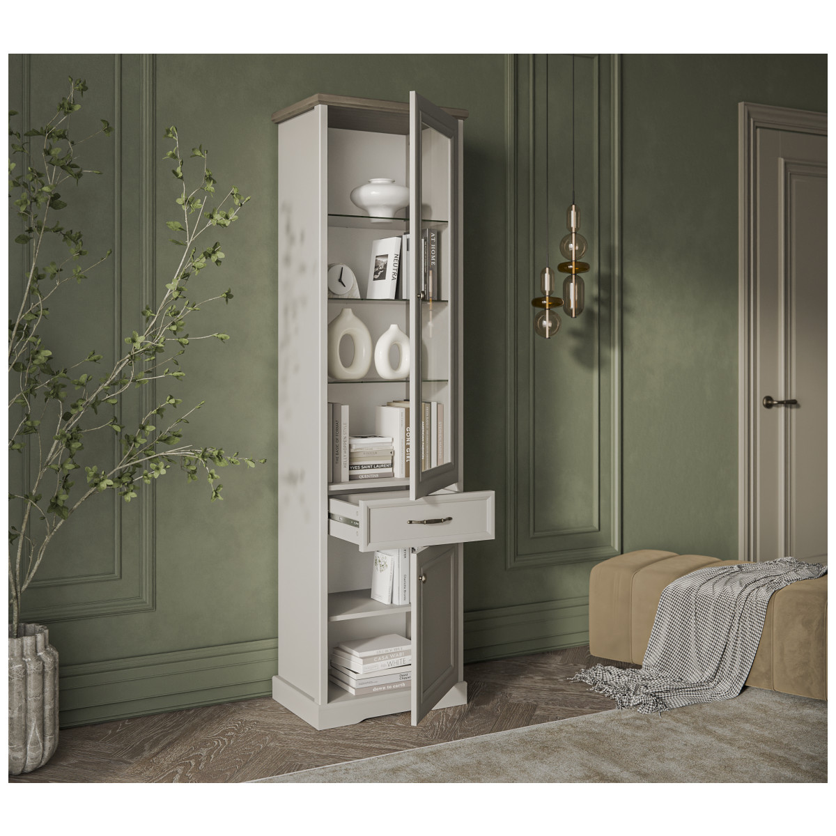 Картинка Тоскана Шкаф с витриной 1V1D1S интернет-магазин мебели FreeTime