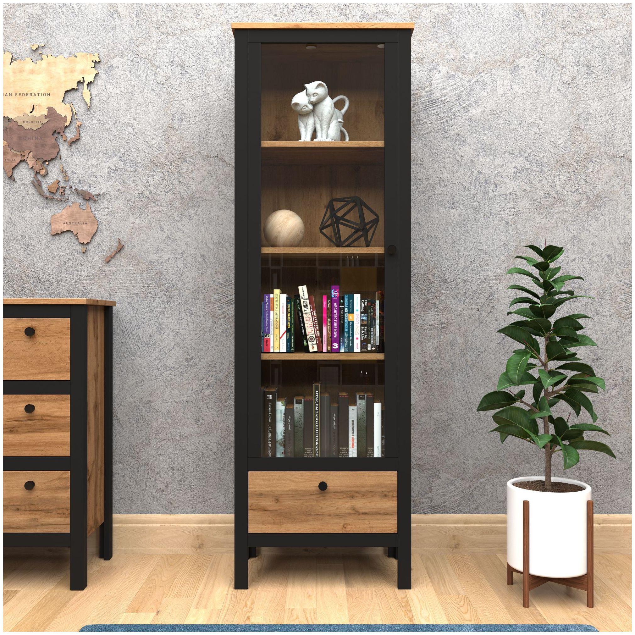 Картинка Лофт шкаф-витрина REG1W1S интернет-магазин мебели FreeTime