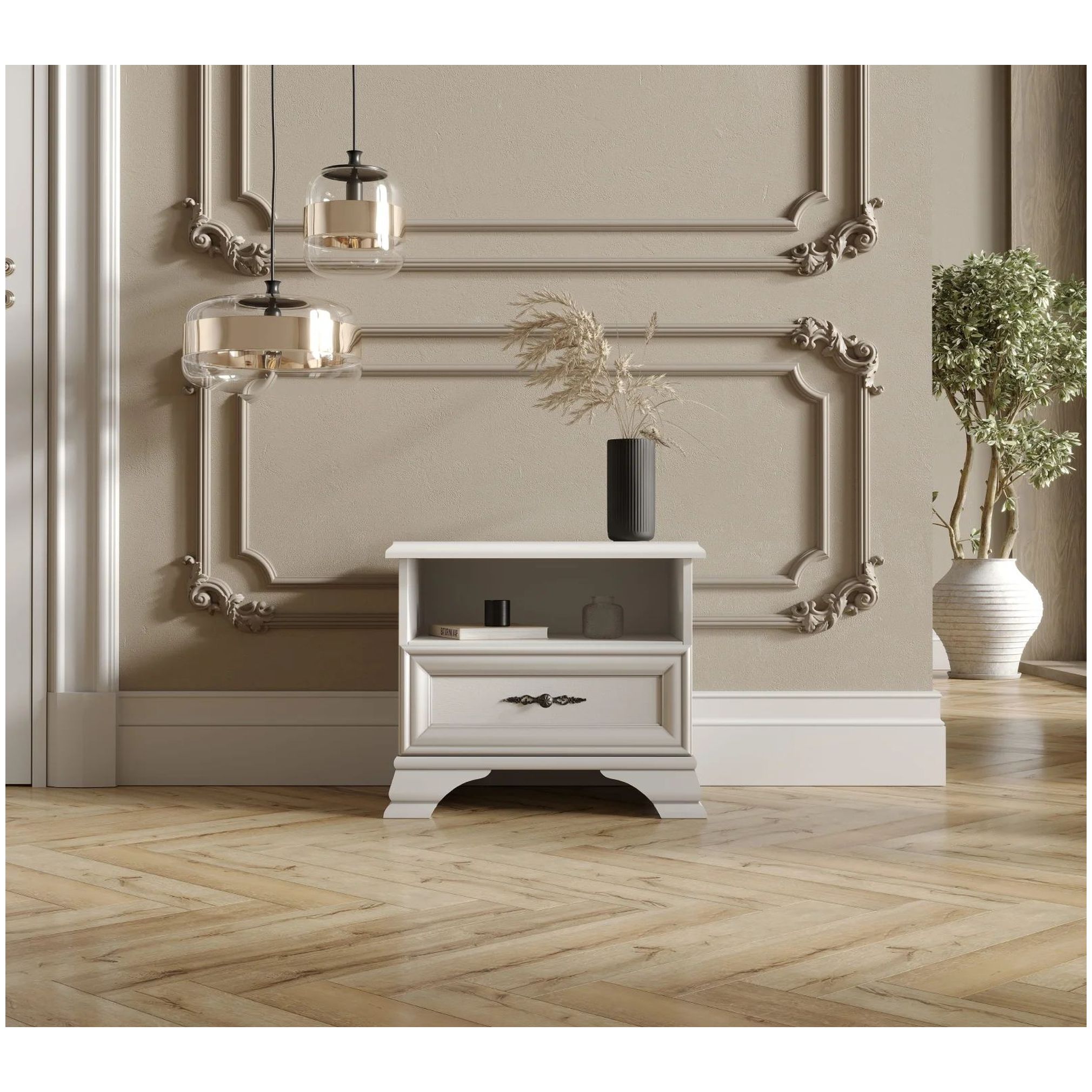 Картинка Кентаки тумба прикроватная KOM1S (Белый) интернет-магазин мебели FreeTime