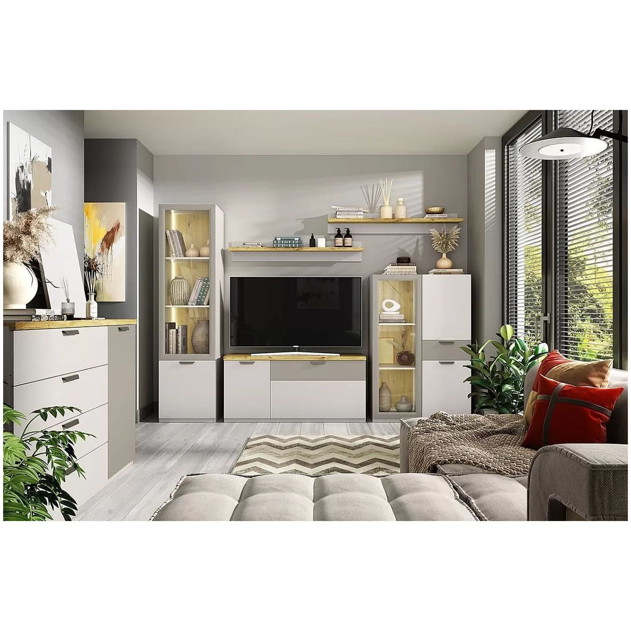 Картинка Модерн Шкаф с витриной 1V2D1S интернет-магазин мебели FreeTime