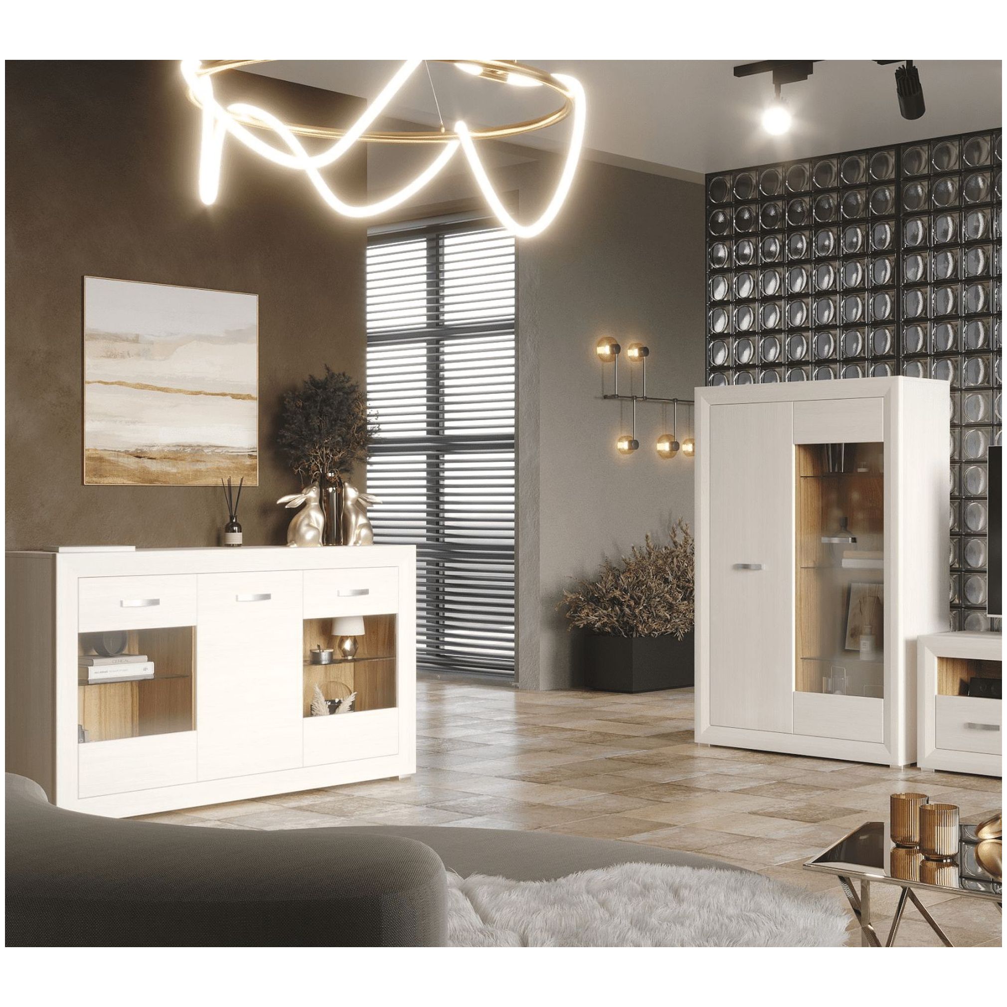 Картинка Мальта шкаф-витрина REG1W1D интернет-магазин мебели FreeTime