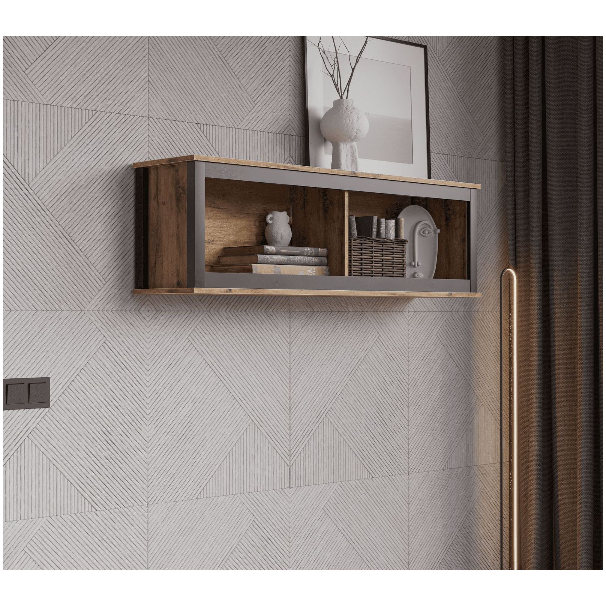 Картинка Лофт полка с витриной SFW/130 интернет-магазин мебели FreeTime