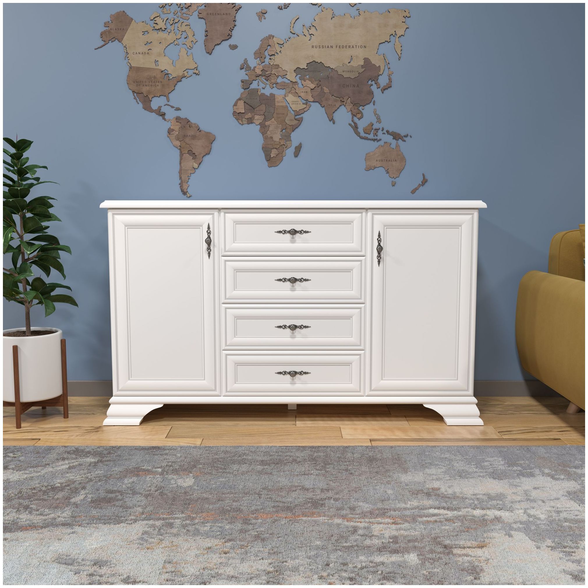 Картинка Кентаки тумба S320-KOM2D4S (Белый) интернет-магазин мебели FreeTime