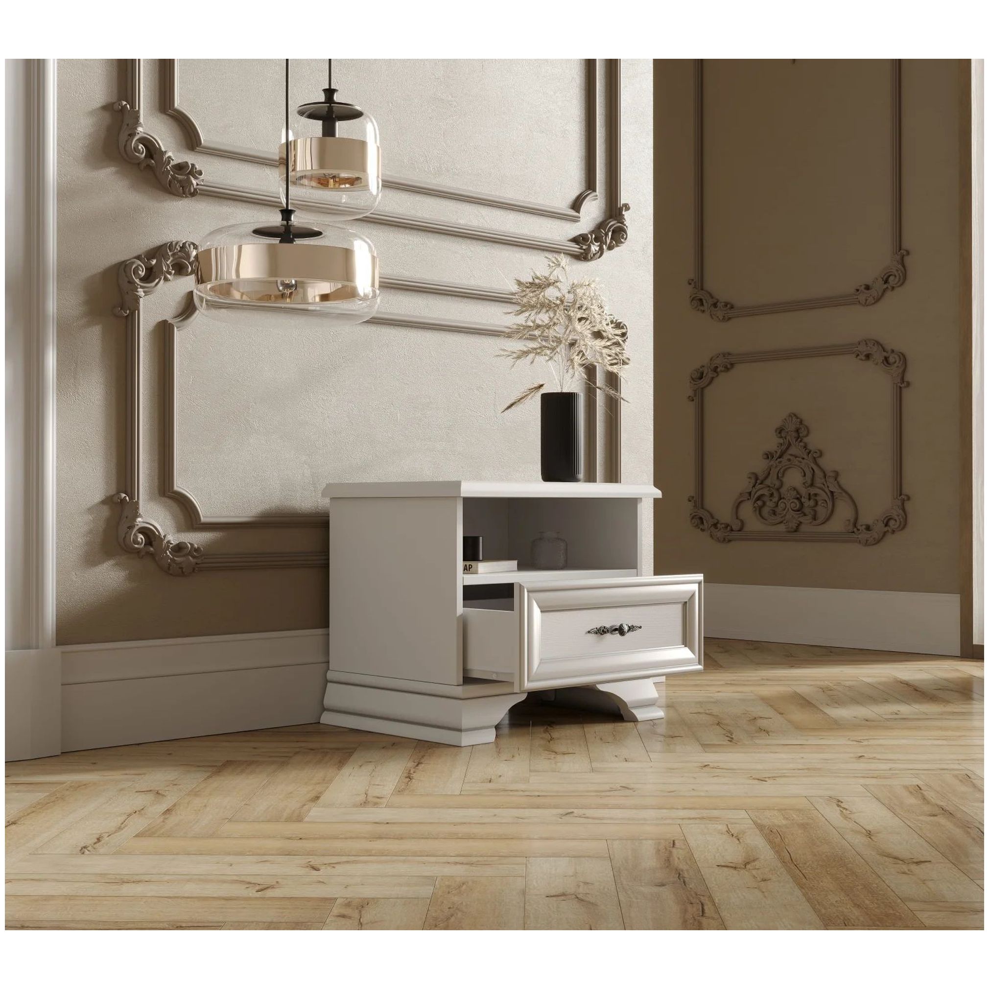 Картинка Кентаки тумба прикроватная KOM1S (Белый) интернет-магазин мебели FreeTime