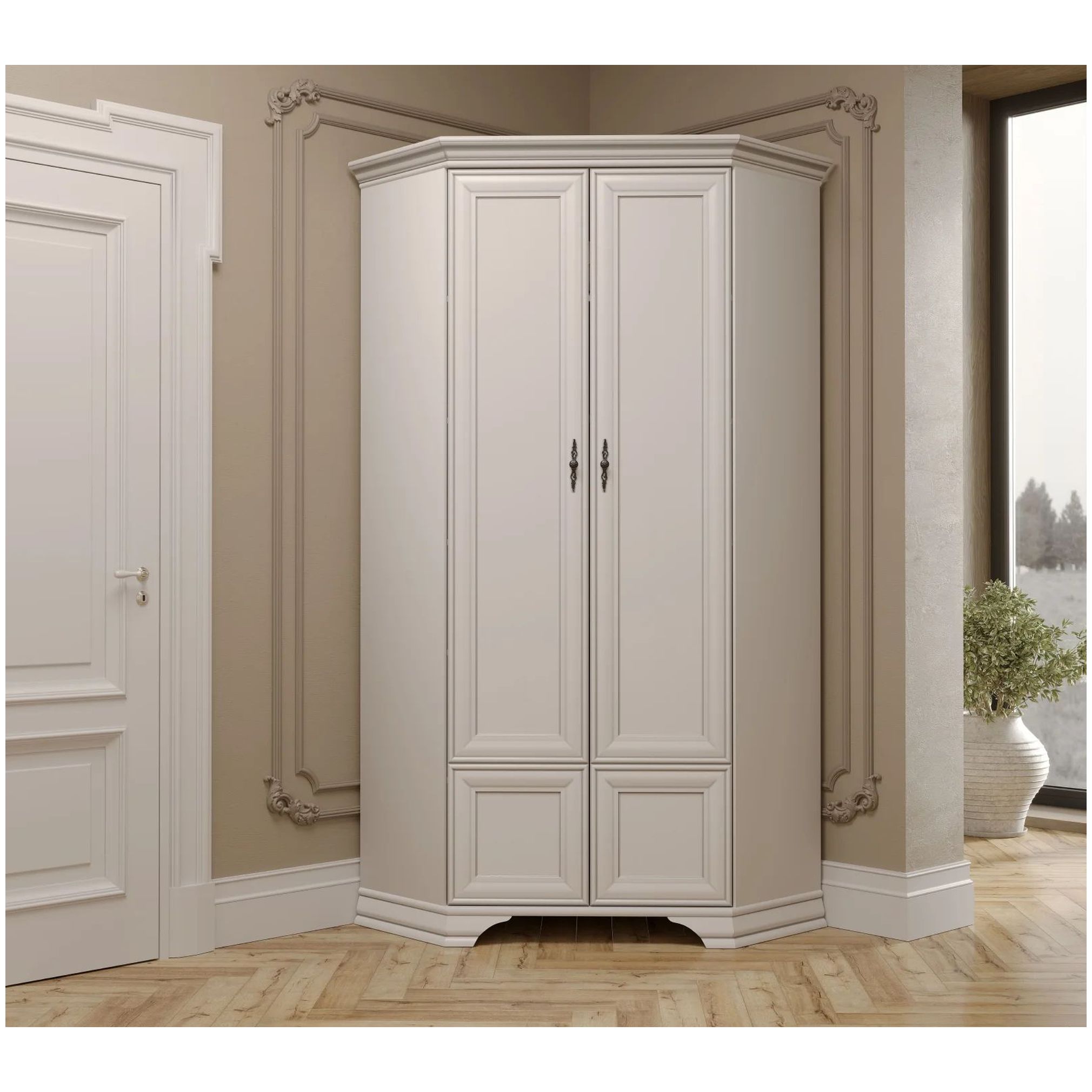 Картинка Кентаки шкаф угловой SZFN2D (Белый) интернет-магазин мебели FreeTime