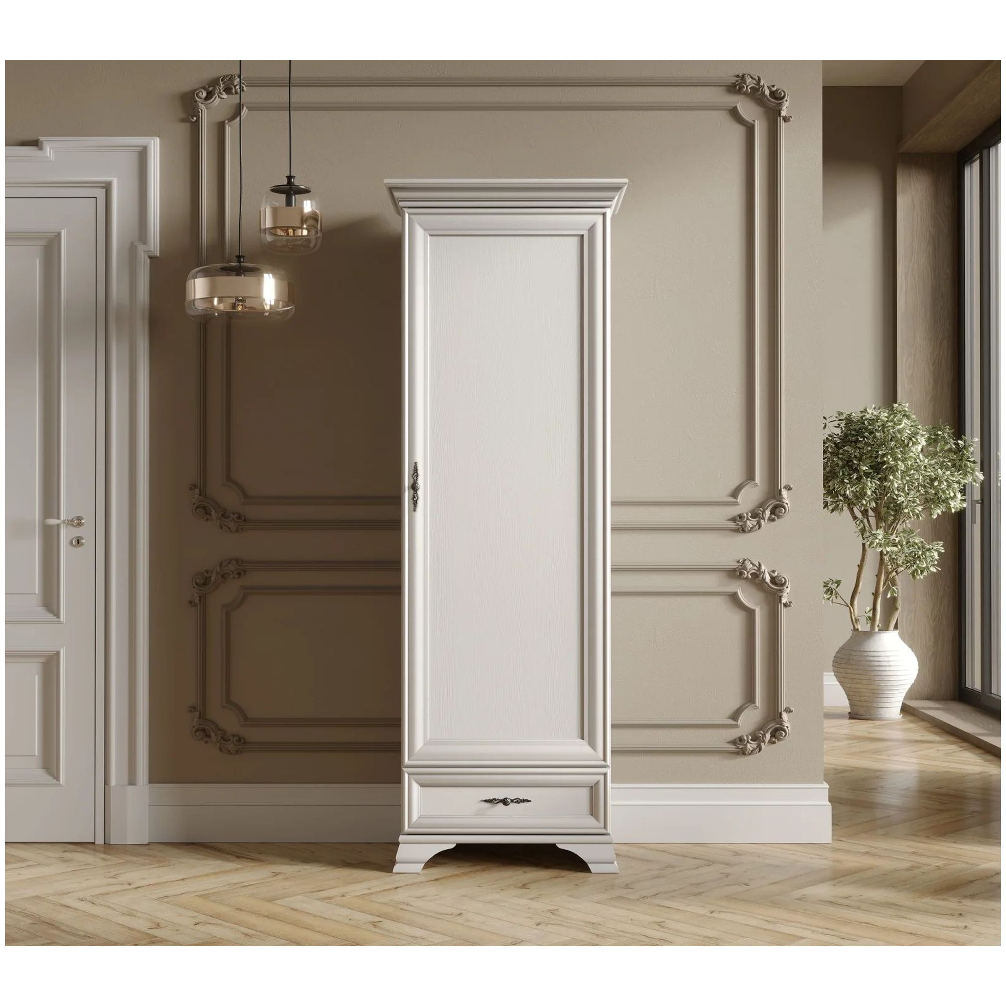 Картинка Кентаки шкаф-пенал REG1D1S (Белый) интернет-магазин мебели FreeTime