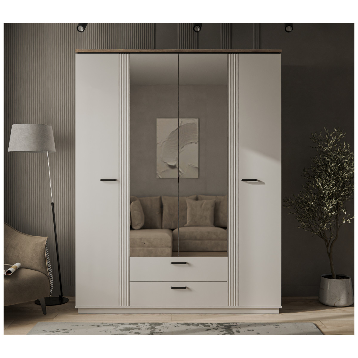 Картинка Винати Шкаф с зеркалом 4DG2S Z интернет-магазин мебели FreeTime