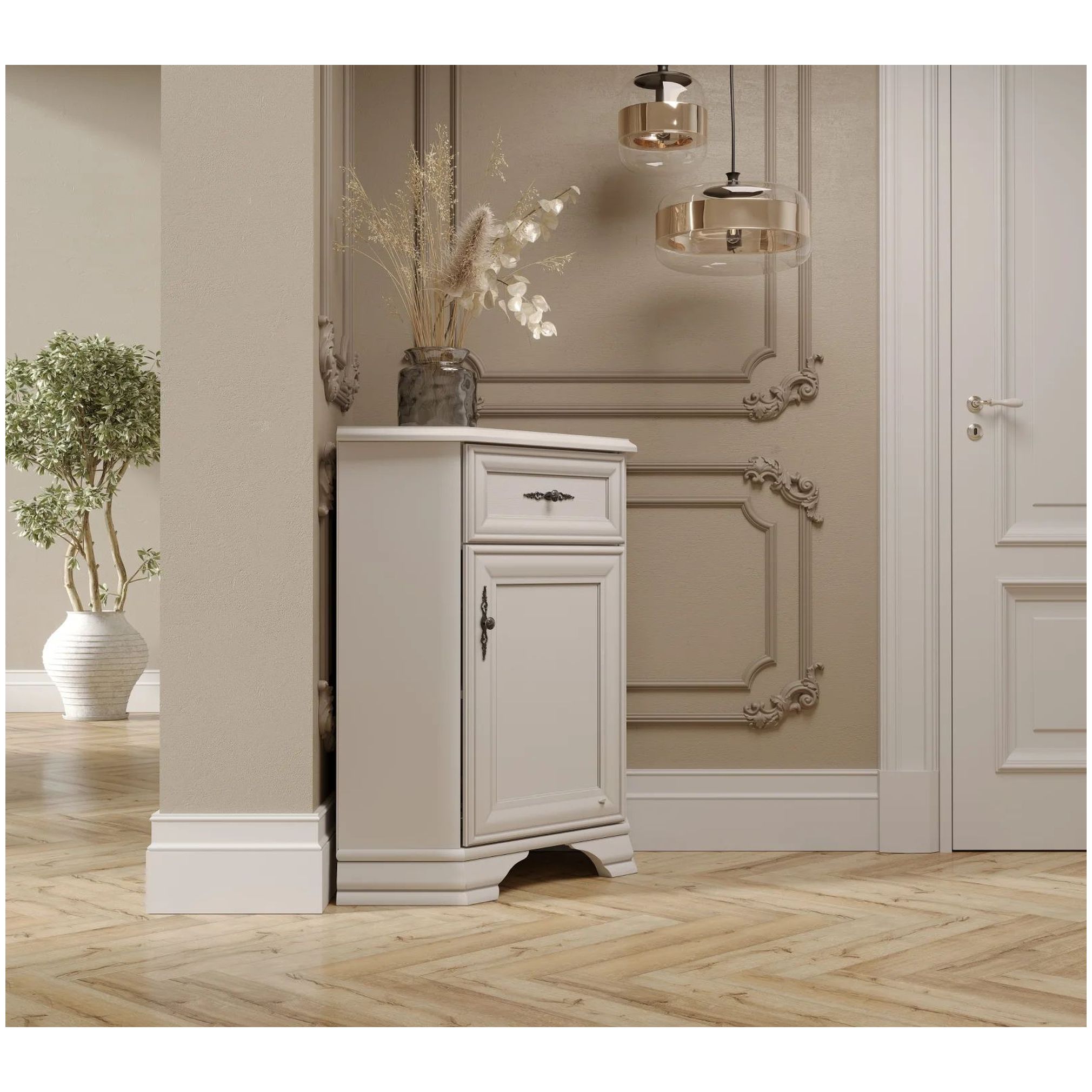 Картинка Кентаки тумба правая KOMN1D1S/P (Белый) интернет-магазин мебели FreeTime