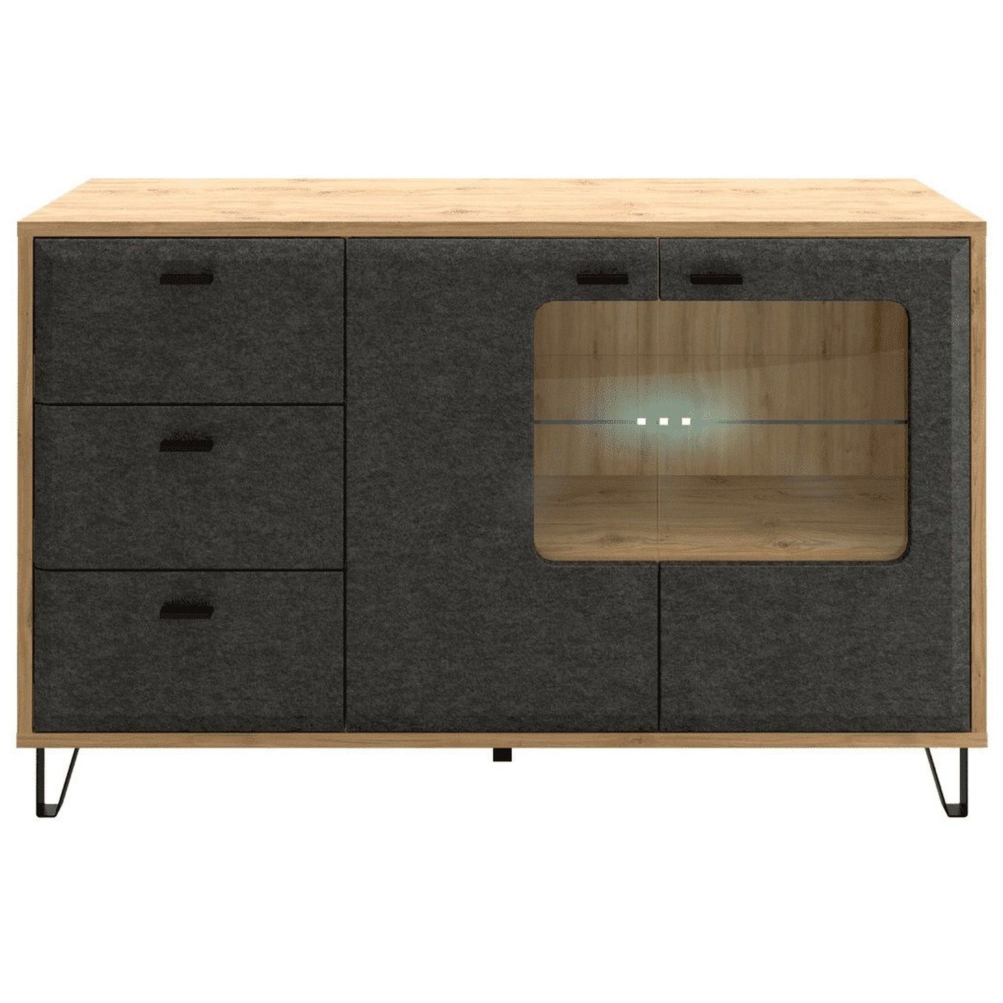 Картинка Грейс тумба с витриной KOM2W3S с подсветкой интернет-магазин мебели FreeTime