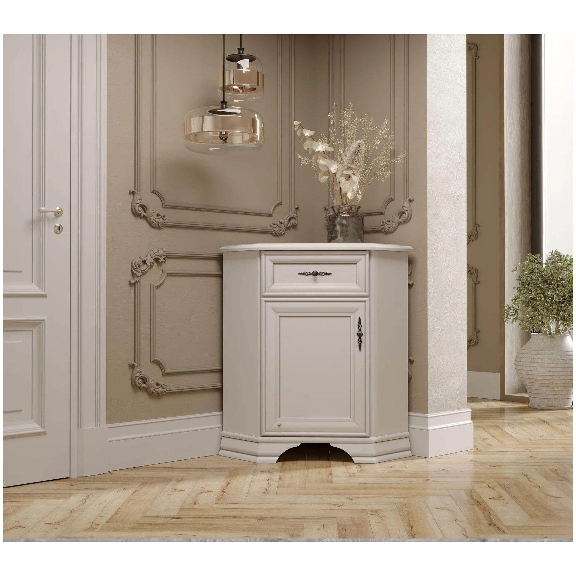 Картинка Кентаки тумба левая KOMN1D1S/L (Белый) интернет-магазин мебели FreeTime