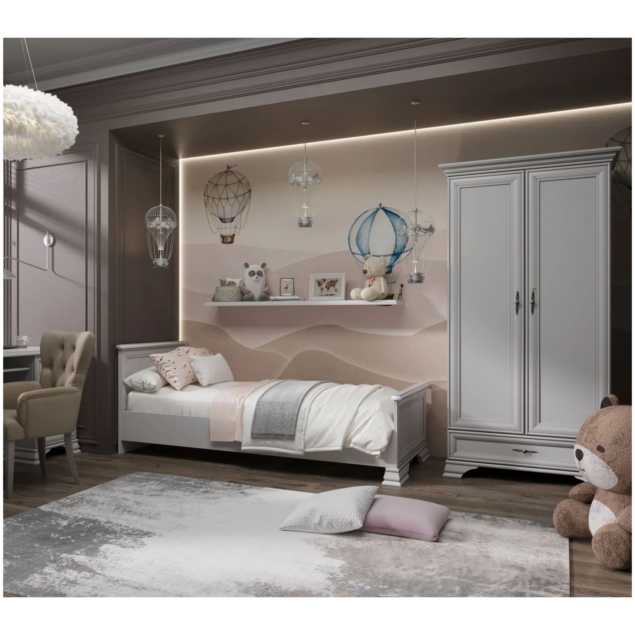 Картинка Кентаки кровать S320-LOZ90х200 (Белый) интернет-магазин мебели FreeTime