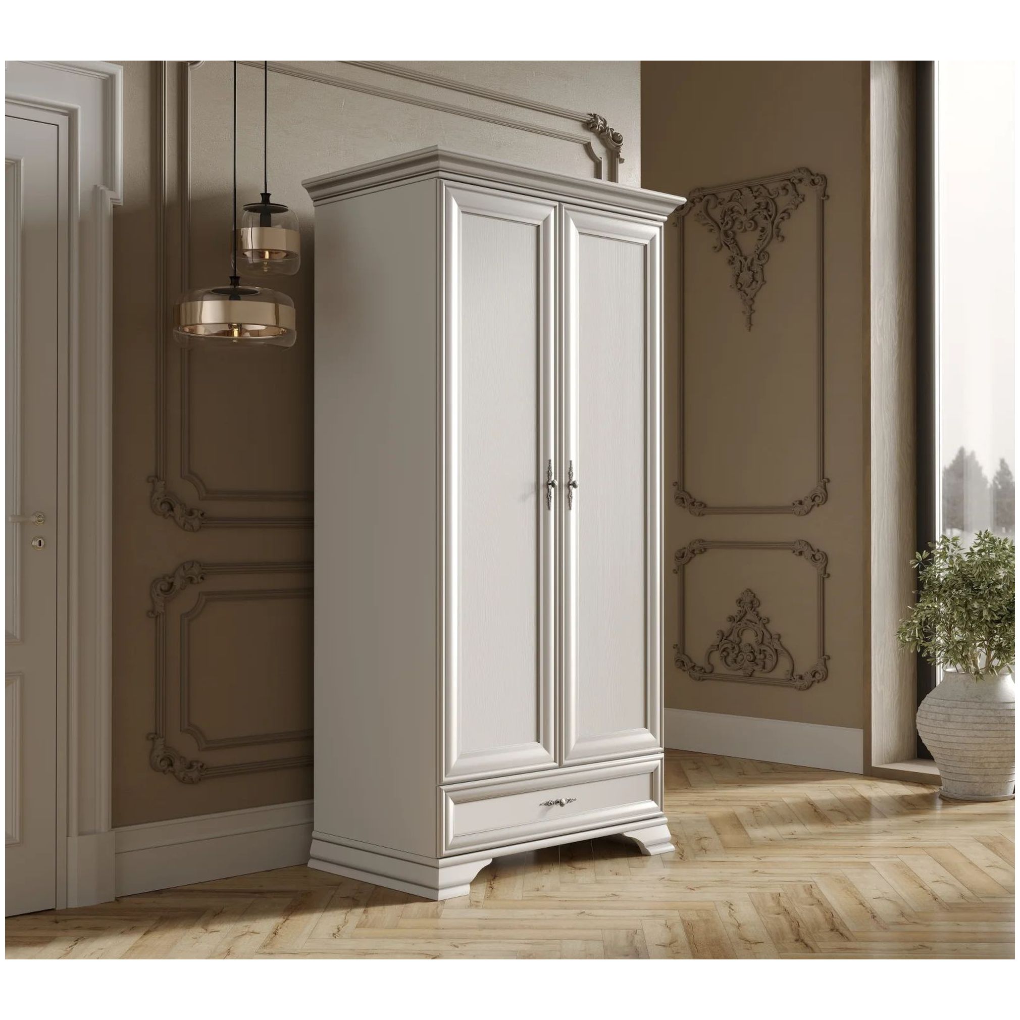 Картинка Кентаки шкаф SZF2D1S (Белый) интернет-магазин мебели FreeTime