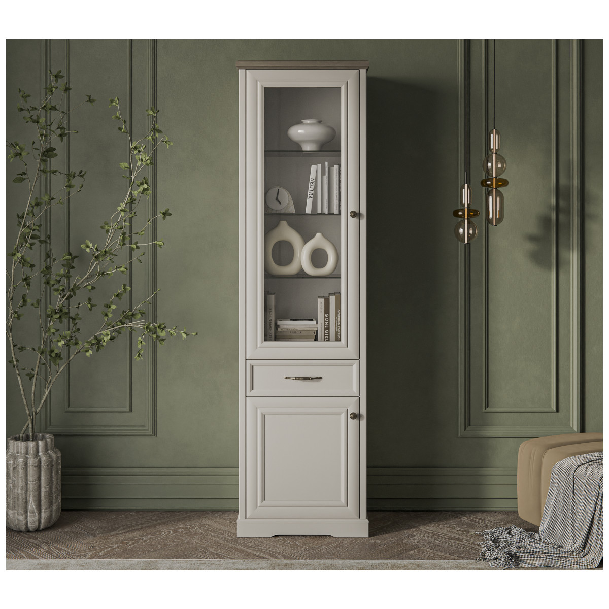 Картинка Тоскана Шкаф с витриной 1V1D1S интернет-магазин мебели FreeTime