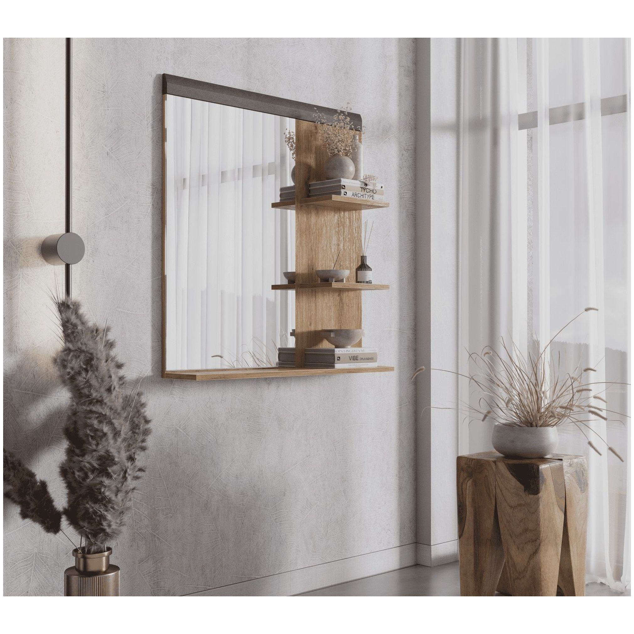 Картинка Грейс полка настенная с зеркалом LUS 80 интернет-магазин мебели FreeTime