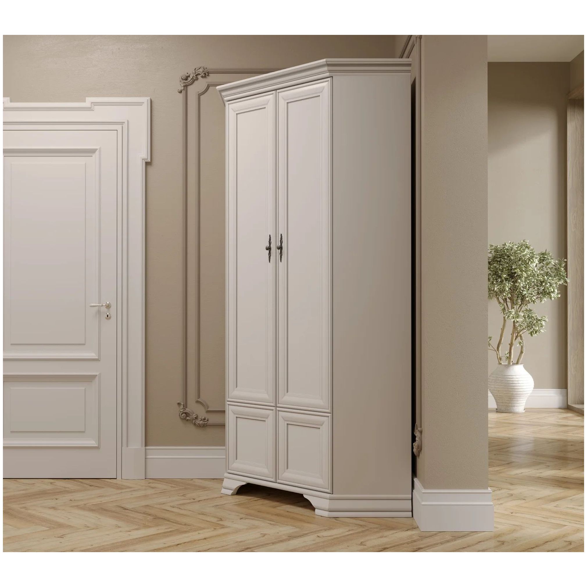 Картинка Кентаки шкаф угловой SZFN2D (Белый) интернет-магазин мебели FreeTime