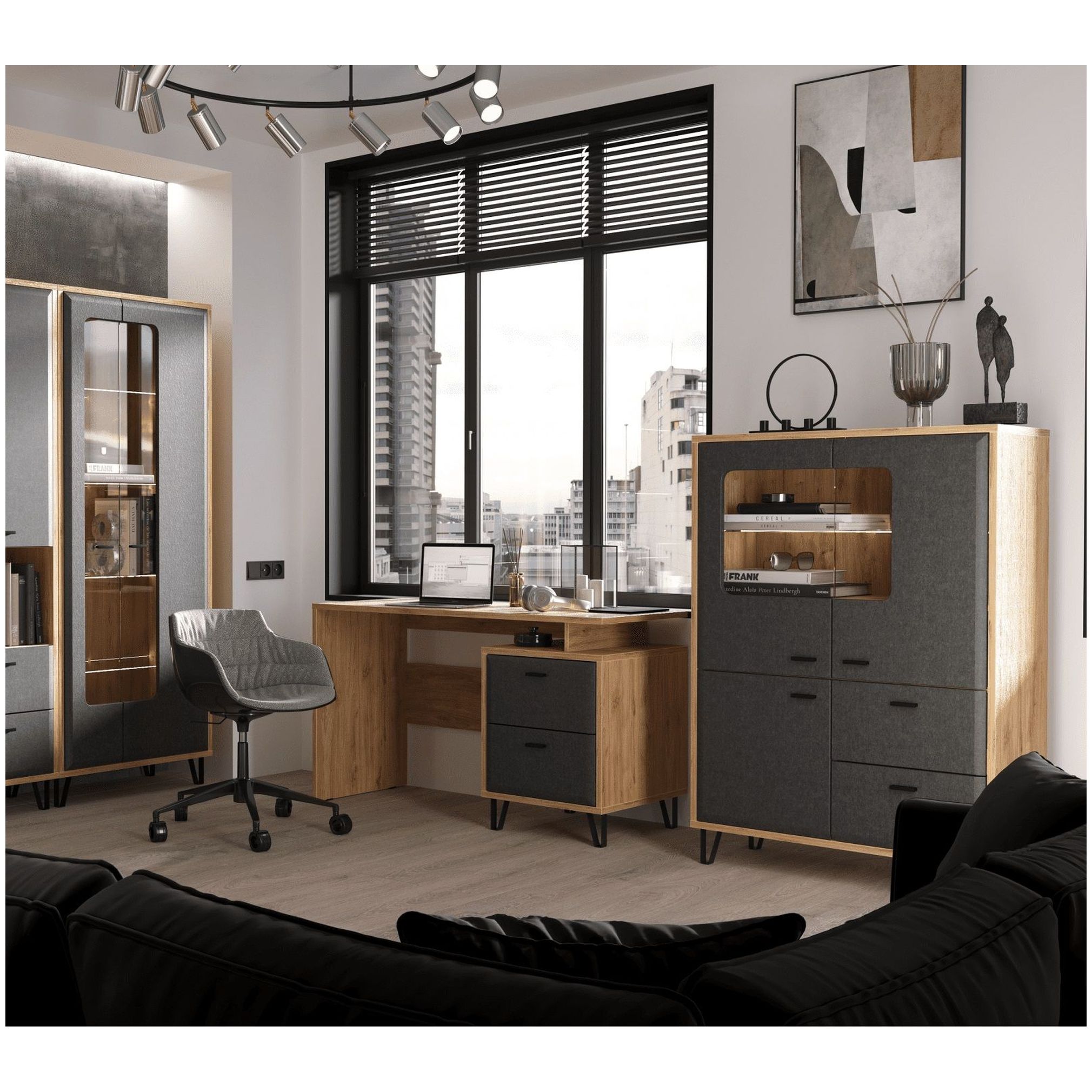 Картинка Грейс тумба с витриной KOM2W1D2S с подсветкой интернет-магазин мебели FreeTime