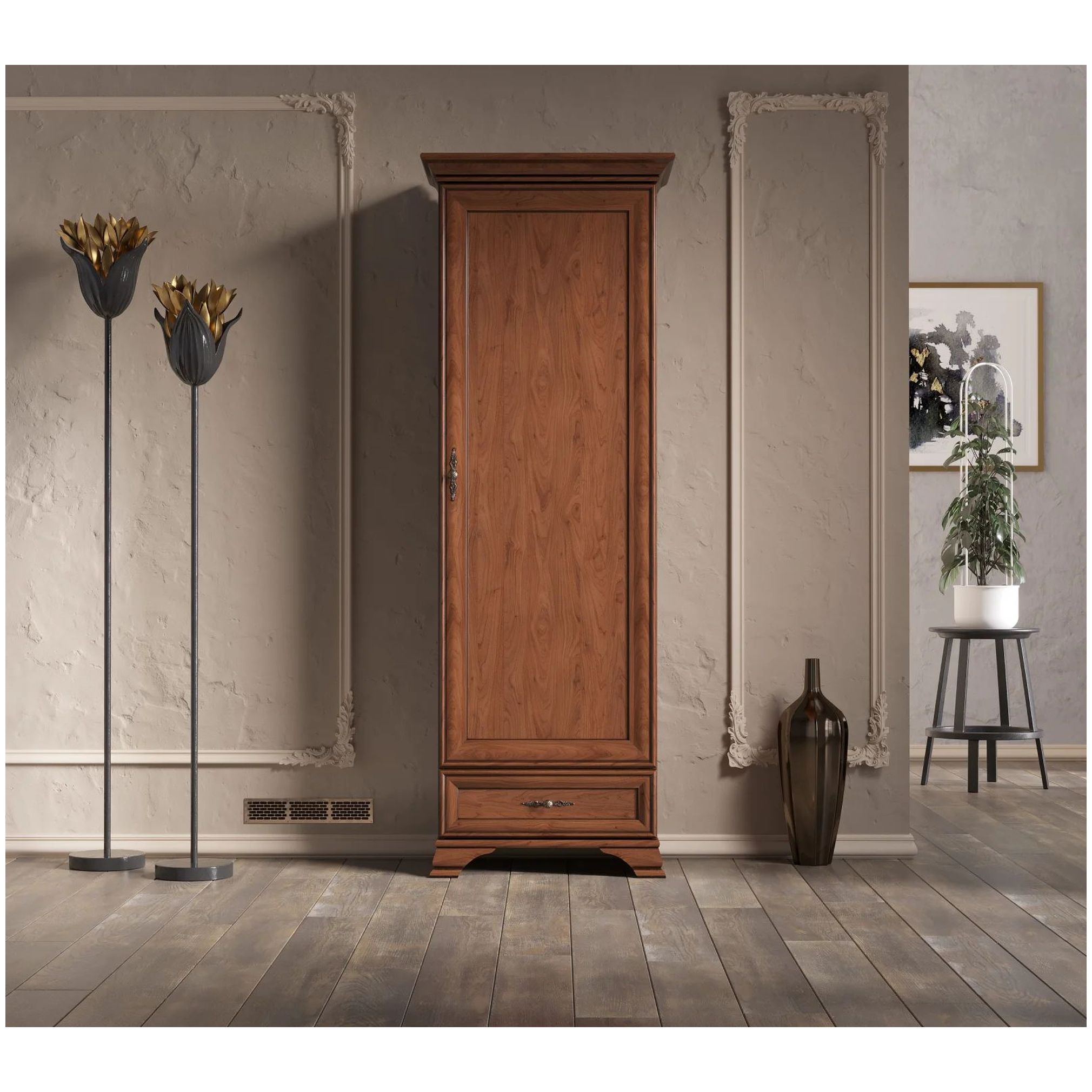 Картинка Кентаки шкаф-пенал REG1D1S (Каштан) интернет-магазин мебели FreeTime