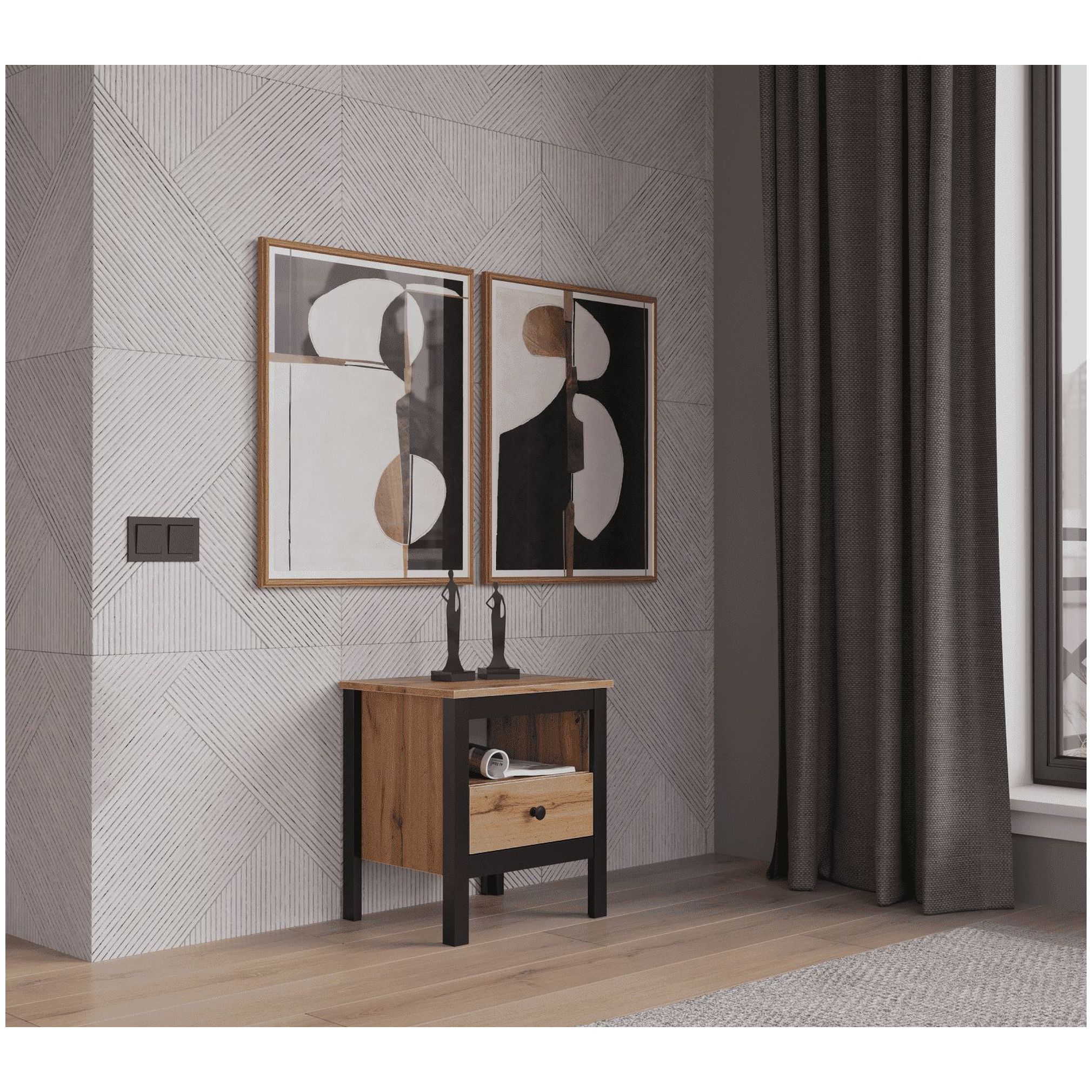 Картинка Лофт тумба прикроватная KOM1S интернет-магазин мебели FreeTime