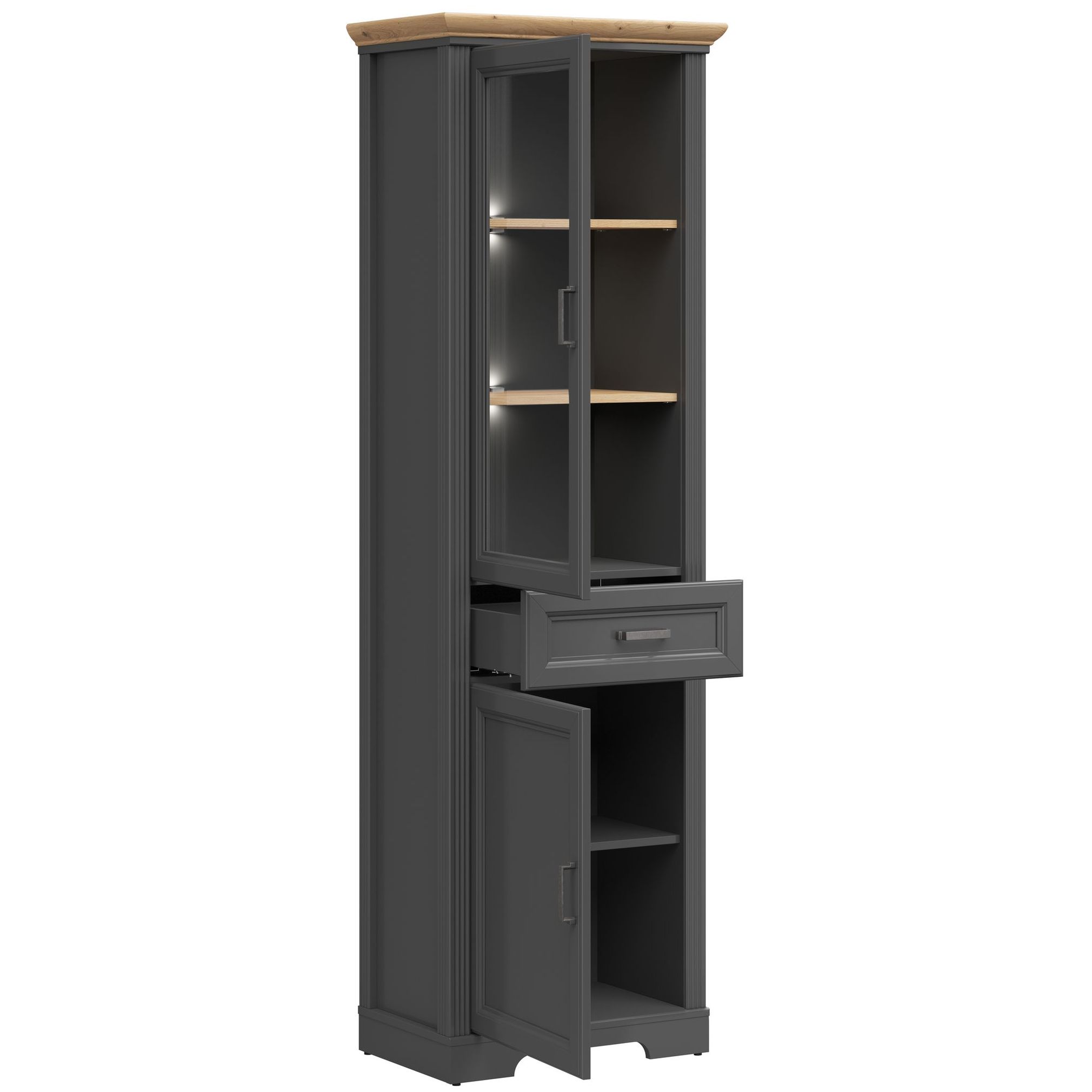 Картинка Жасмин шкаф-витрина REG1W1D1S с подсветкой интернет-магазин мебели FreeTime