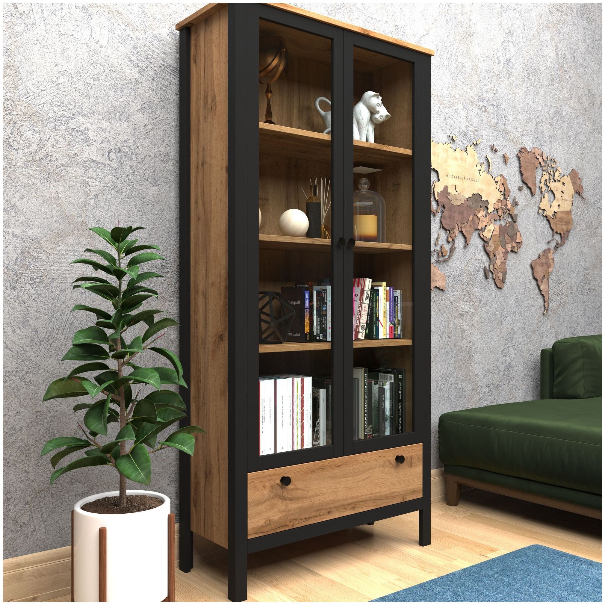 Картинка Лофт шкаф-витрина REG2W1S интернет-магазин мебели FreeTime