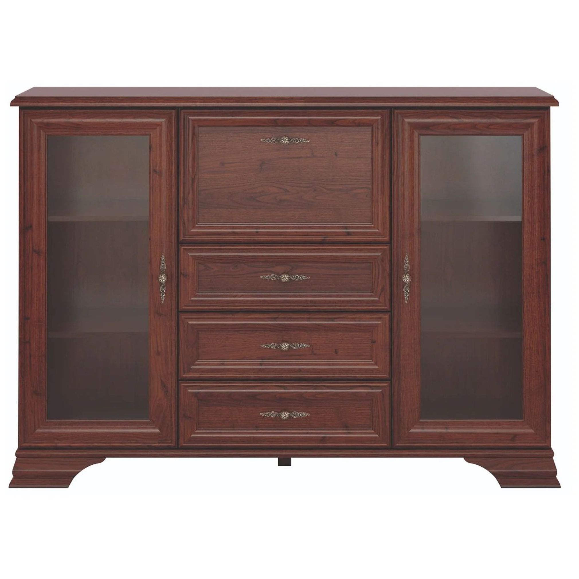 Картинка Кентаки тумба с витриной KOM2W3S1B (Каштан) интернет-магазин мебели FreeTime