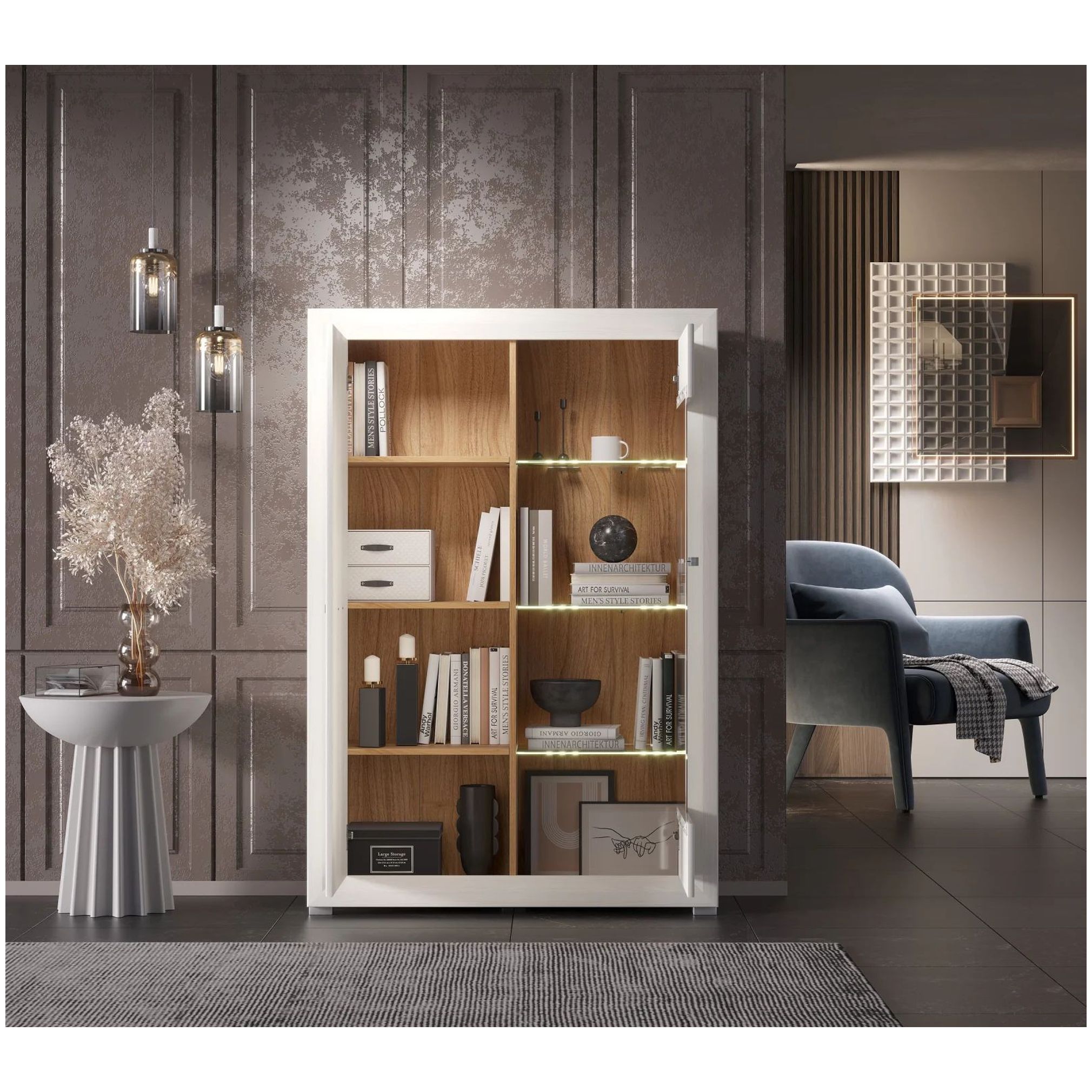 Картинка Мальта шкаф-витрина REG1W1D с подсветкой интернет-магазин мебели FreeTime