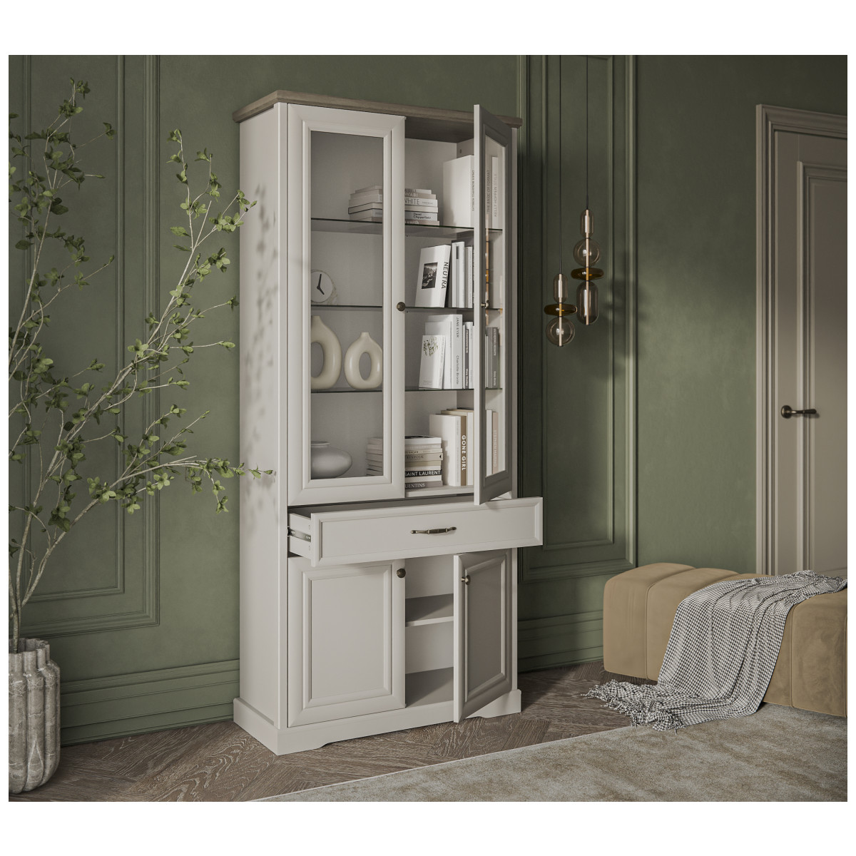 Картинка Тоскана Шкаф с витриной 2V2D1S интернет-магазин мебели FreeTime