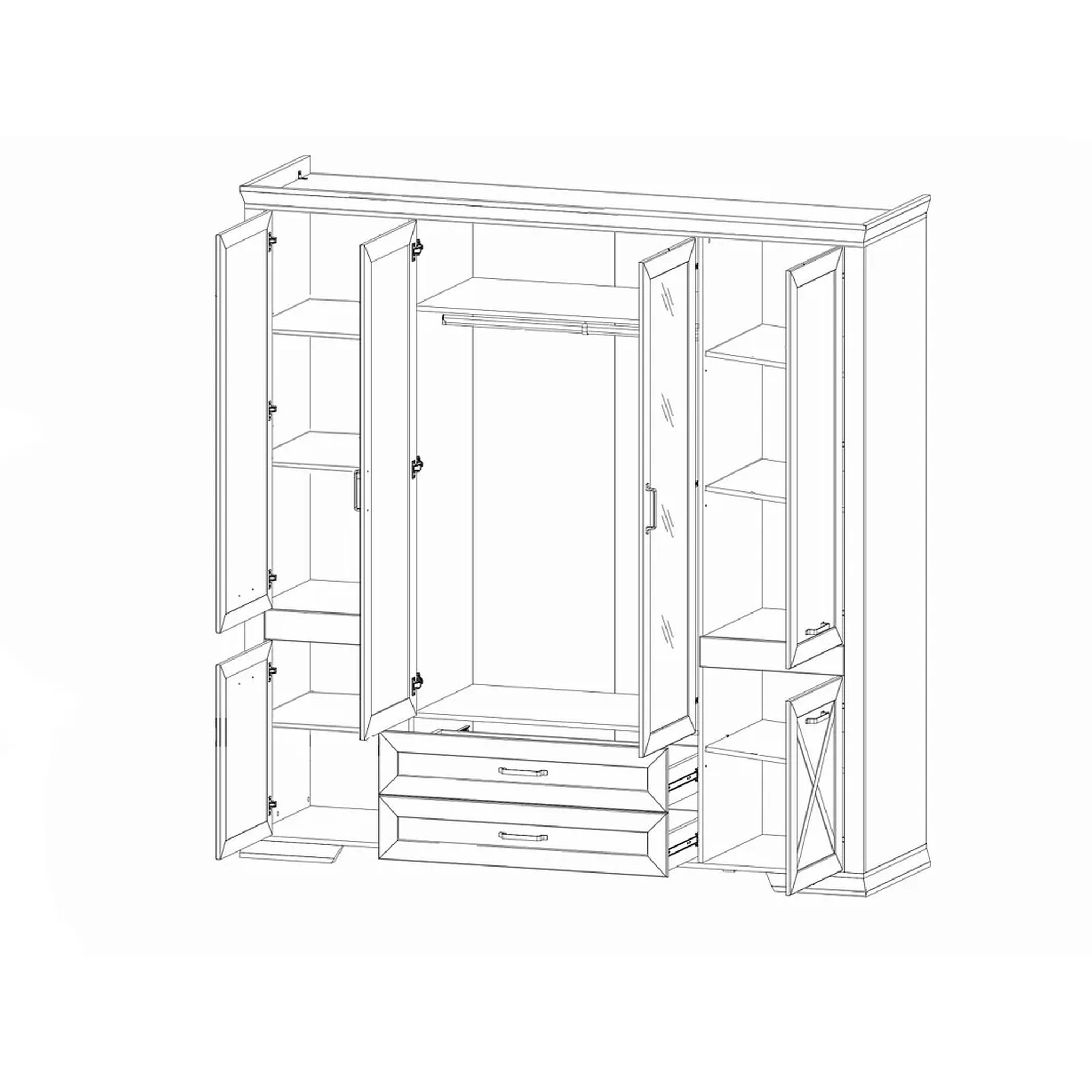 Картинка Марсель шкаф с зеркалом SZF6D2S интернет-магазин мебели FreeTime