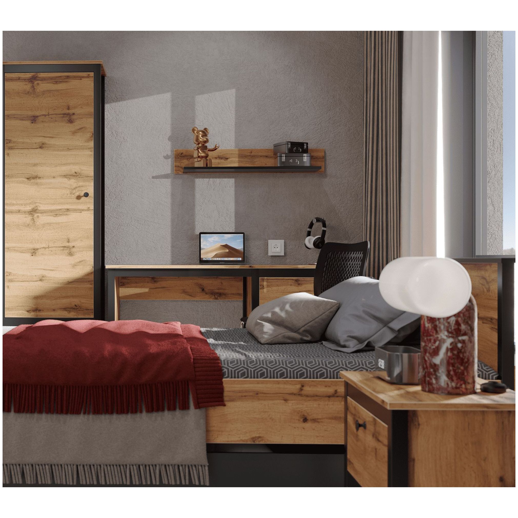 Картинка Лофт полка P/90 (Дуб вотан) интернет-магазин мебели FreeTime