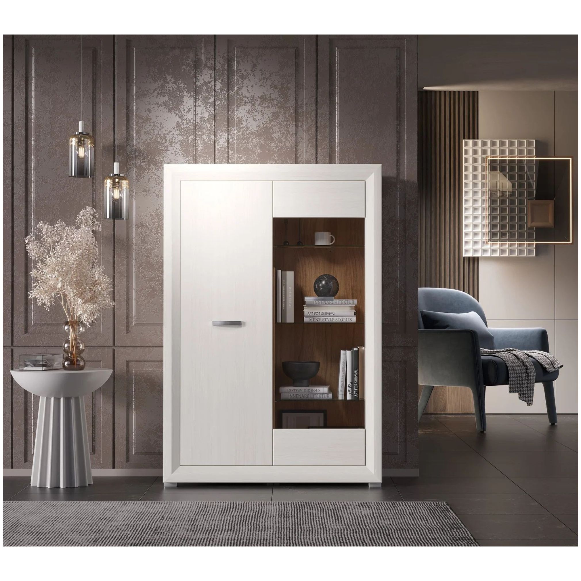 Картинка Мальта шкаф-витрина REG1W1D интернет-магазин мебели FreeTime