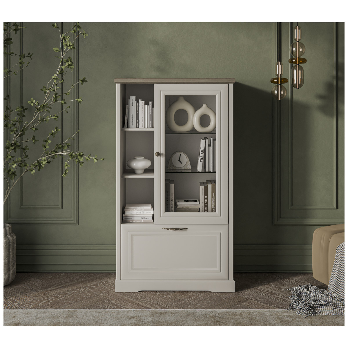 Картинка Тоскана Шкаф с витриной 1V1D3N интернет-магазин мебели FreeTime