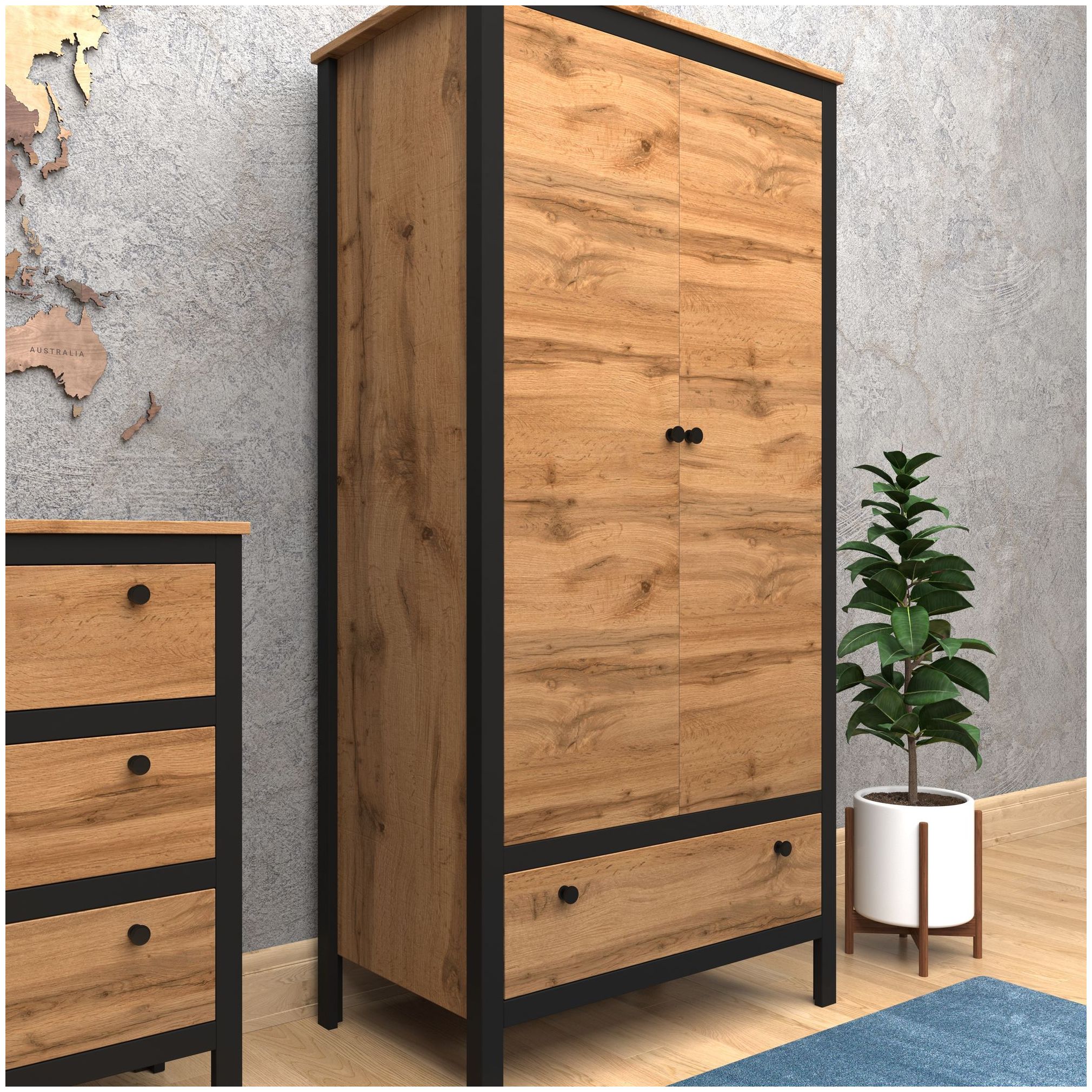 Картинка Лофт шкаф SZF2D1S интернет-магазин мебели FreeTime