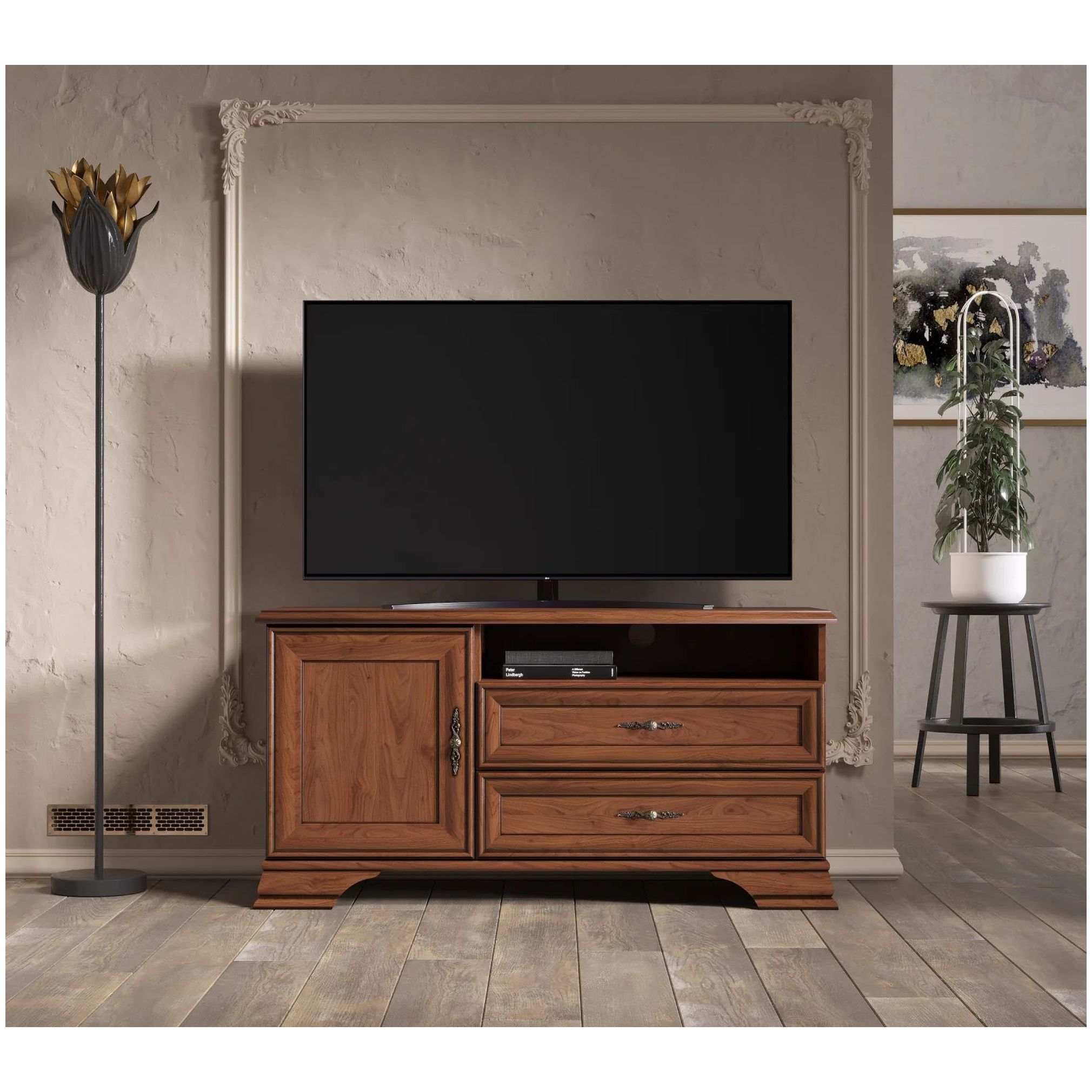 Картинка Кентаки ТВ тумба RTV1D2S (Каштан) интернет-магазин мебели FreeTime