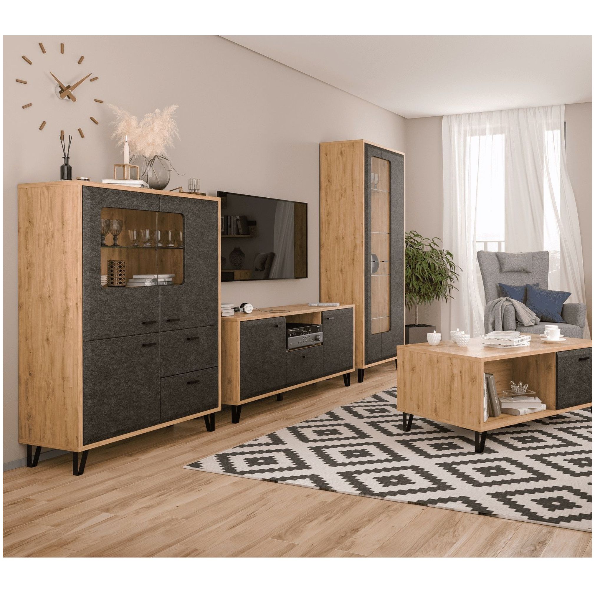 Картинка Грейс тумба с витриной KOM2W1D2S интернет-магазин мебели FreeTime