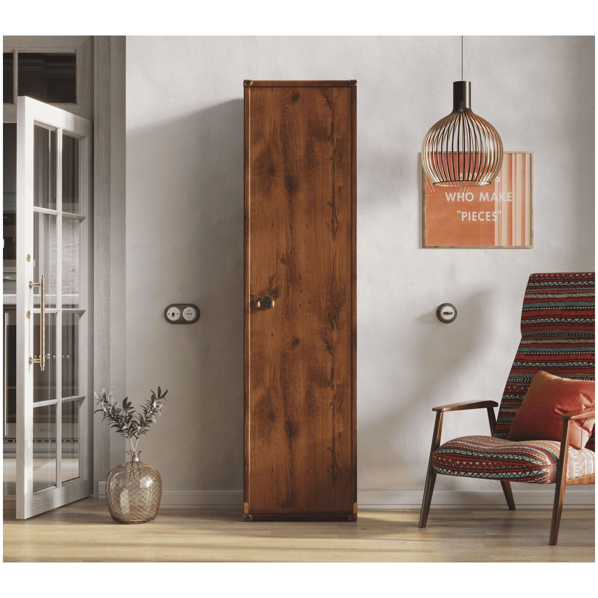 Картинка Индиана шкаф-пенал JREG 1d (Дуб саттер) интернет-магазин мебели FreeTime