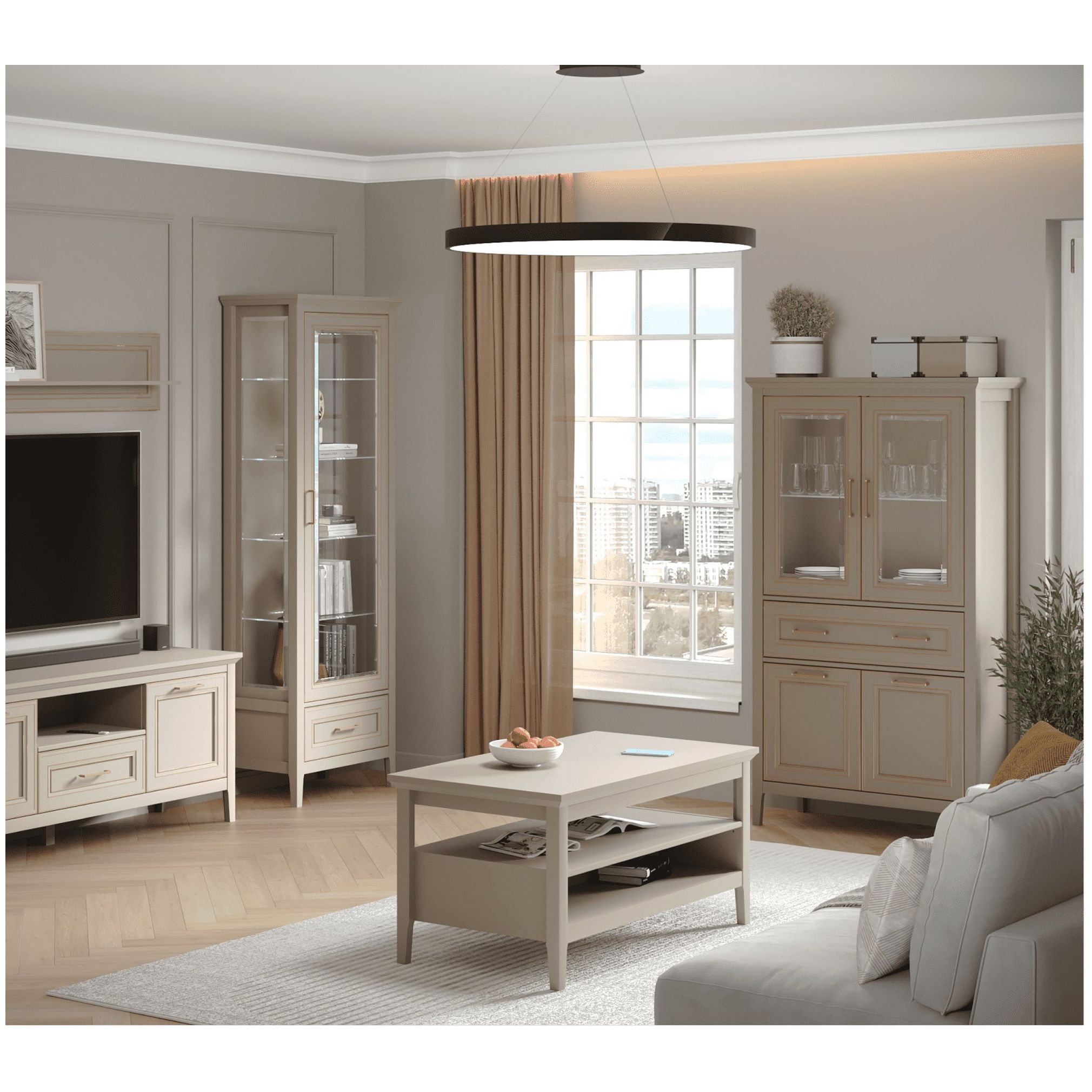 Картинка Классик шкаф-витрина REG2W2D1S/170 с подсветкой интернет-магазин мебели FreeTime