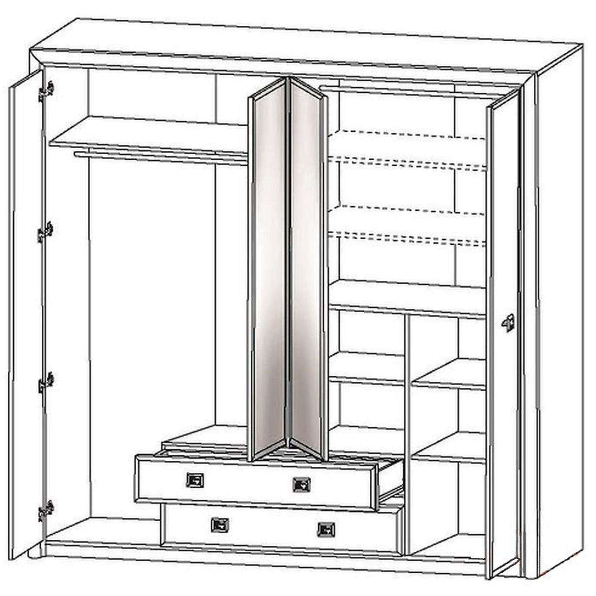 Картинка Коен шкаф с зеркалом SZF4D2S (Венге/Штрокс) интернет-магазин мебели FreeTime