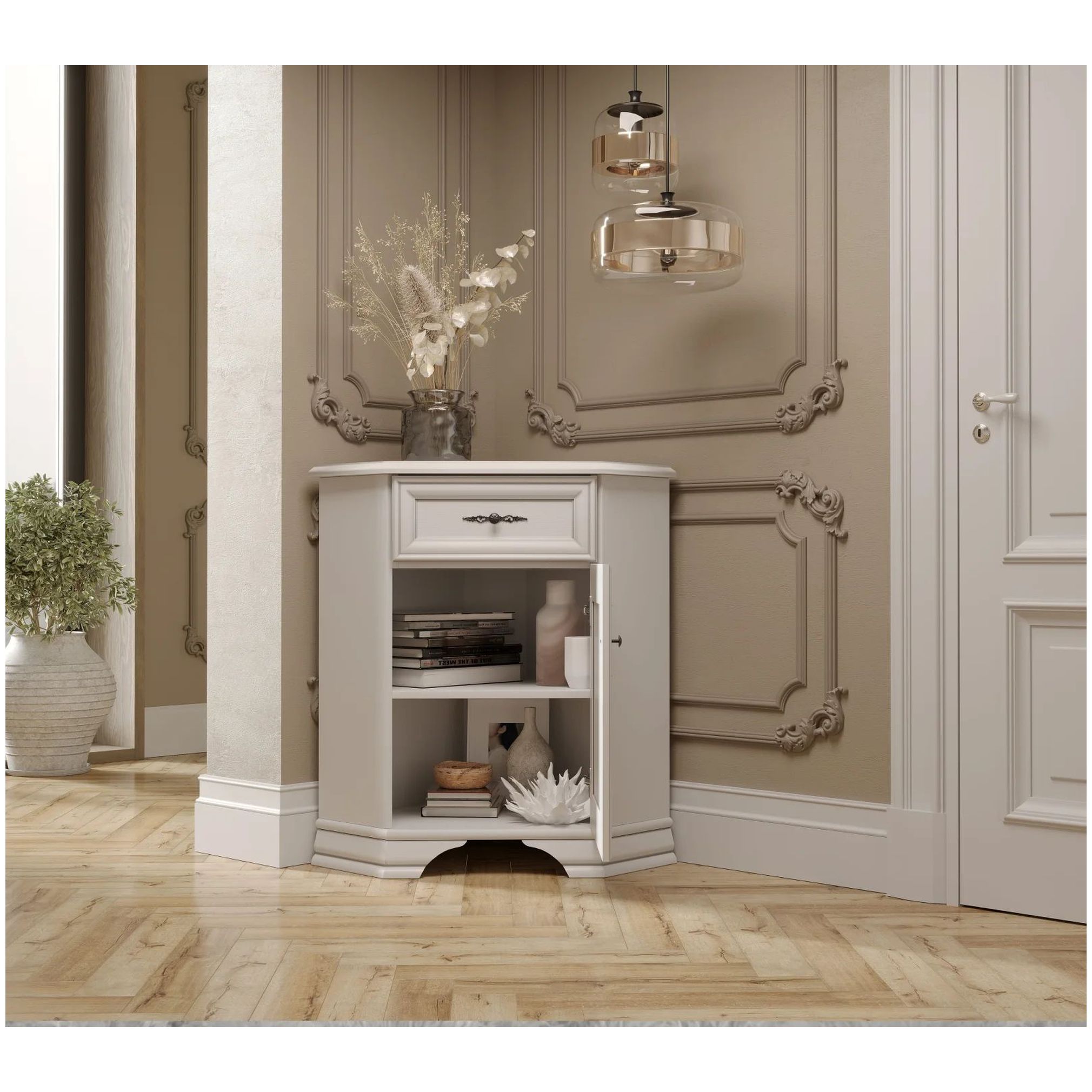 Картинка Кентаки тумба правая KOMN1D1S/P (Белый) интернет-магазин мебели FreeTime