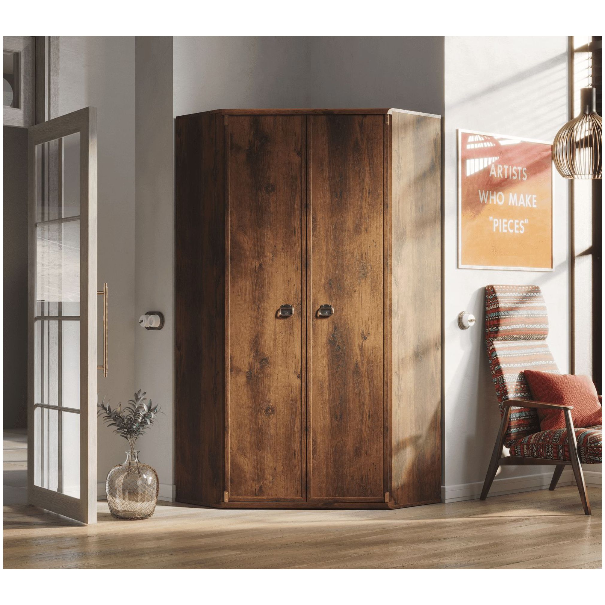 Картинка Индиана шкаф угловой JSZFN 2d (Дуб саттер) интернет-магазин мебели FreeTime