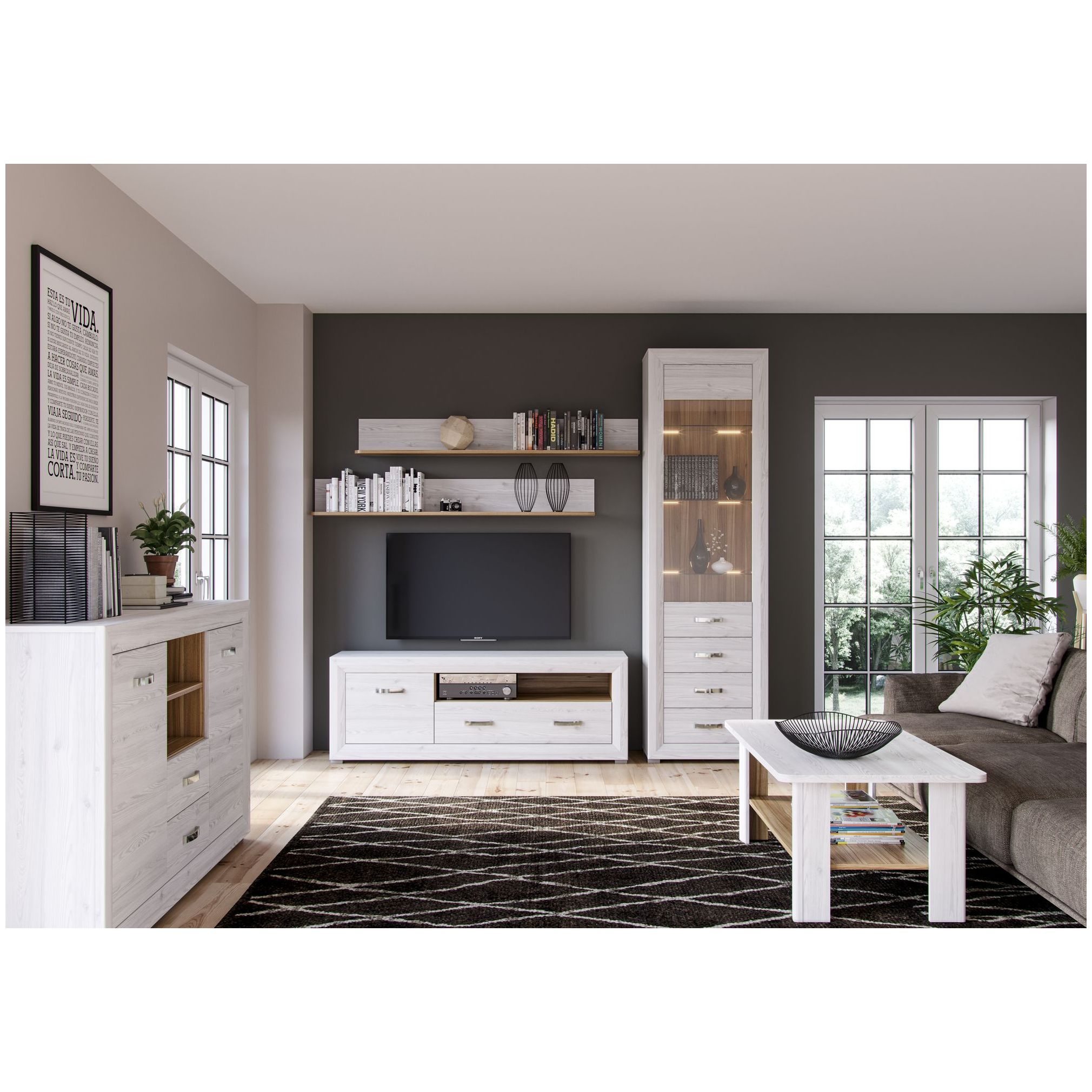 Картинка Мальта шкаф-витрина REG1W3S интернет-магазин мебели FreeTime