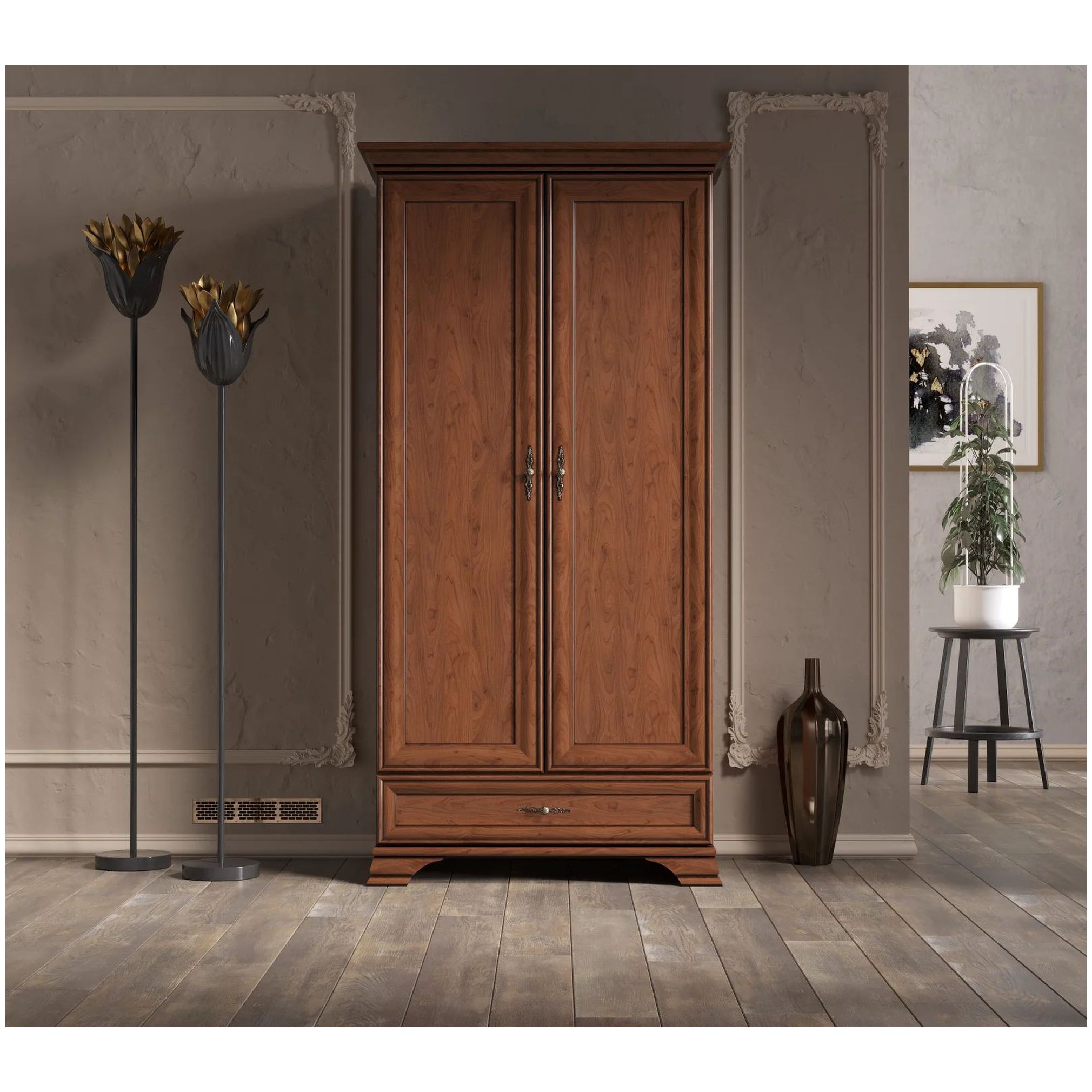 Картинка Кентаки шкаф SZF2D1S (Каштан) интернет-магазин мебели FreeTime