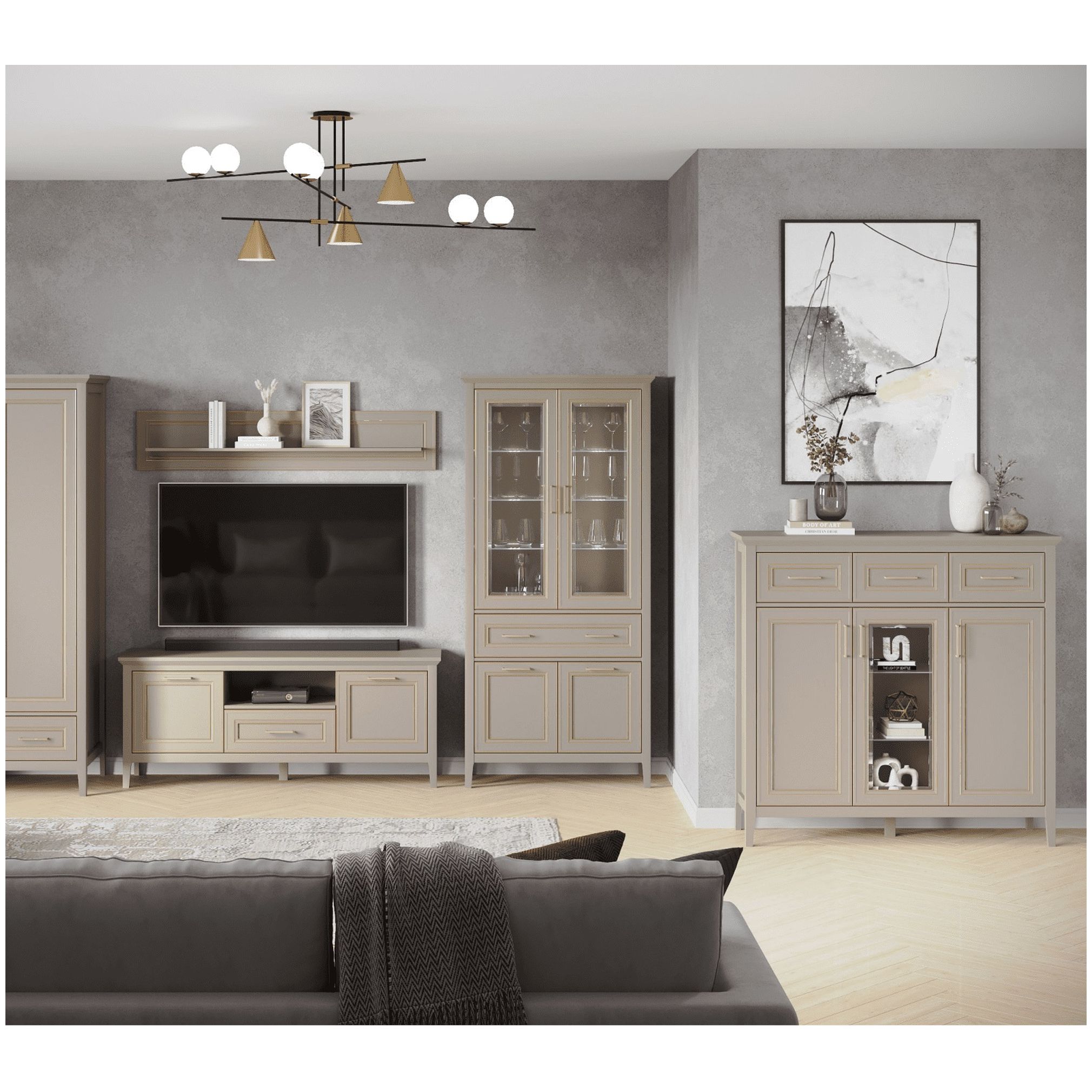 Картинка Классик тумба с витриной KOM1W2D3S интернет-магазин мебели FreeTime