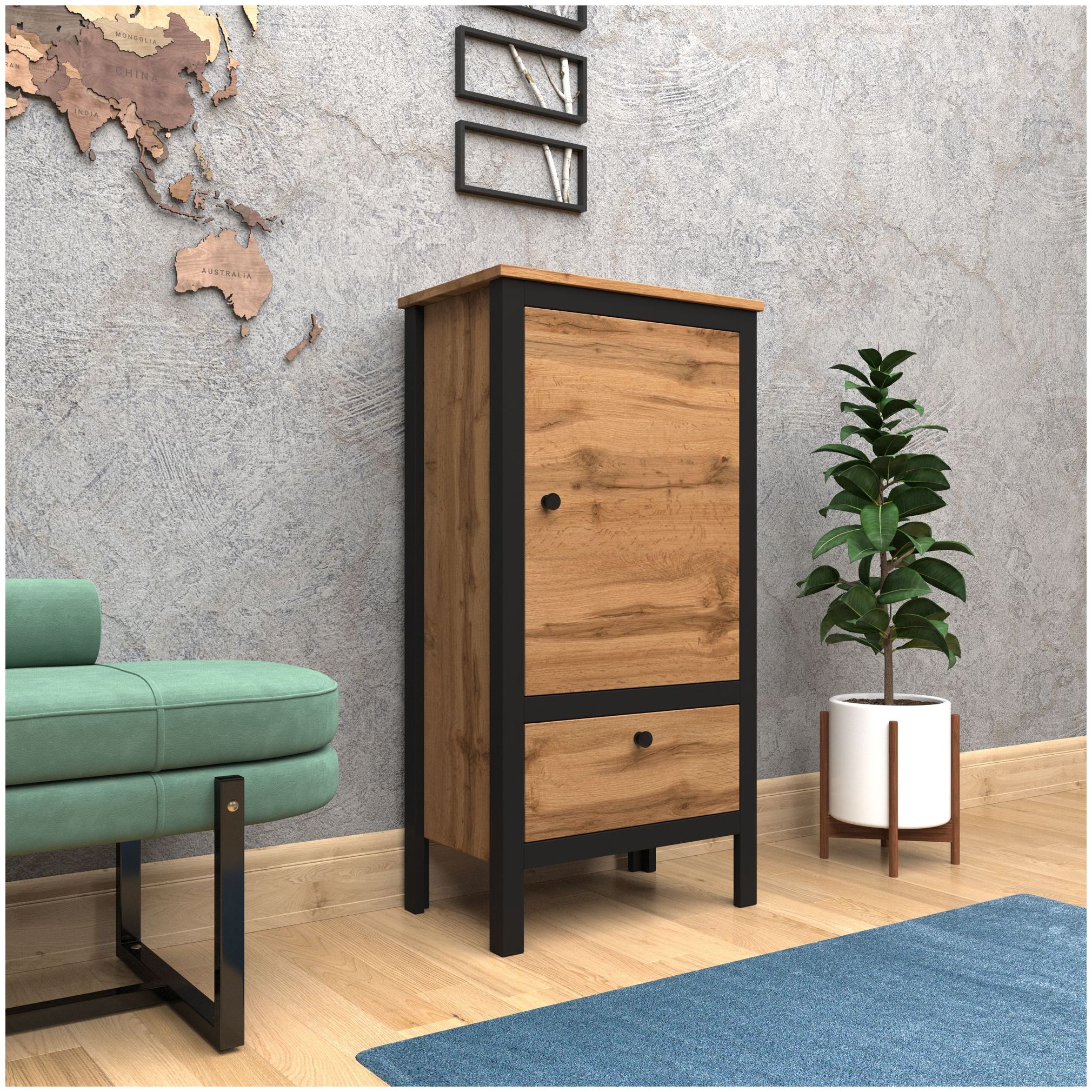 Картинка Лофт тумба высокая REG1D1S/60 интернет-магазин мебели FreeTime