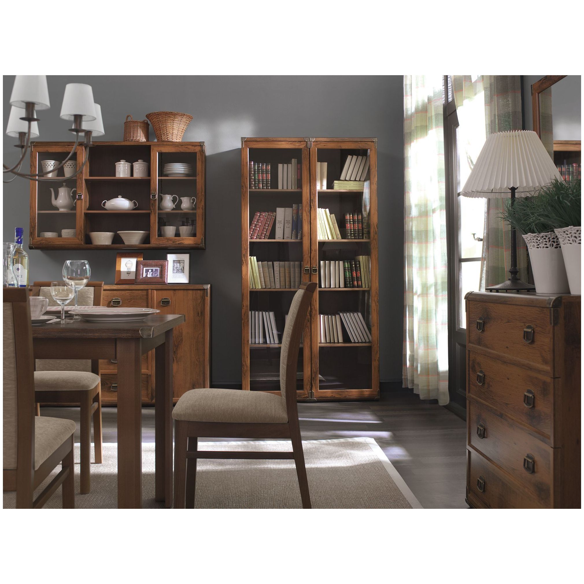 Картинка Индиана шкаф-витрина JWIT 2d1s (Дуб саттер) интернет-магазин мебели FreeTime