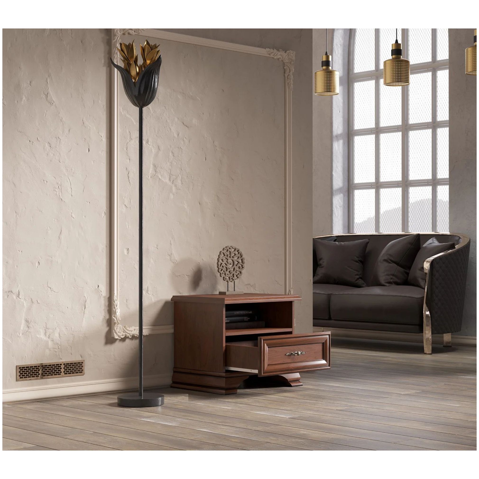 Картинка Кентаки тумба прикроватная KOM1S (Каштан) интернет-магазин мебели FreeTime