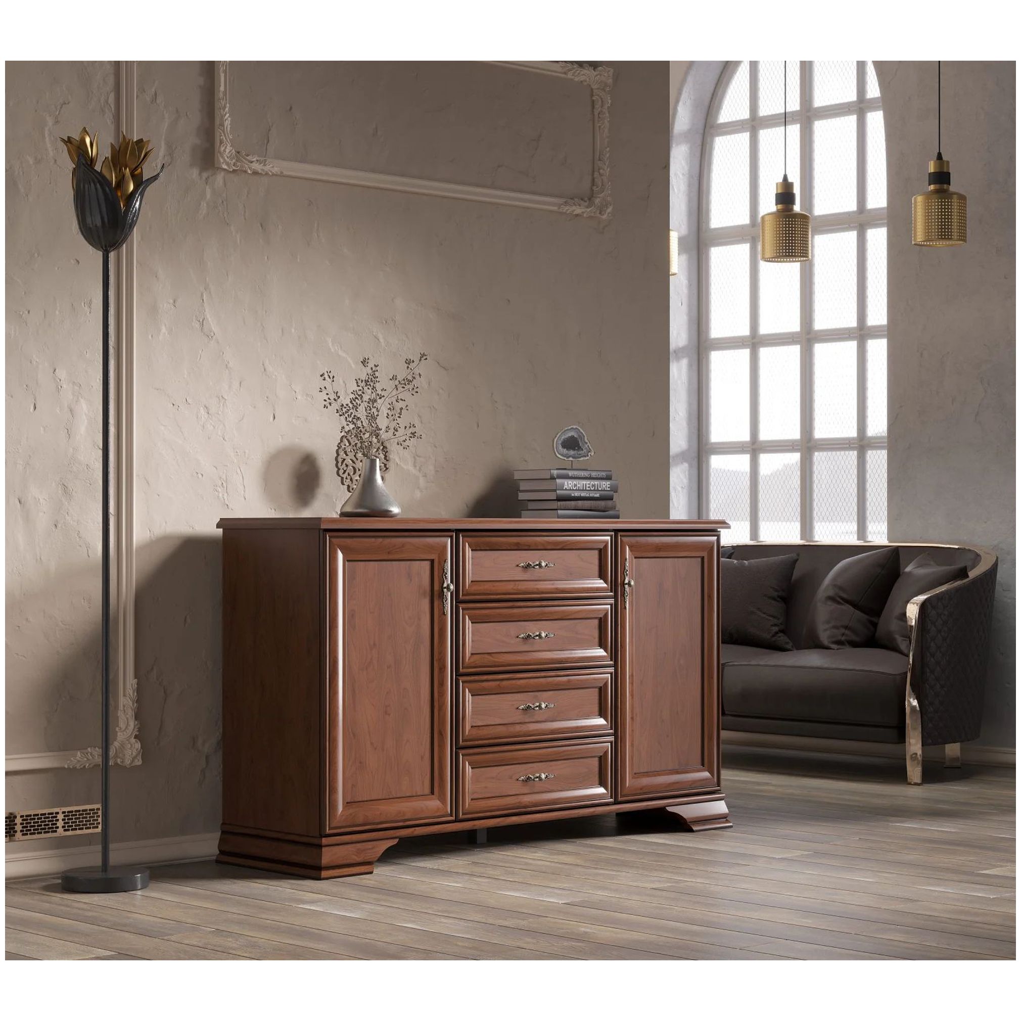 Картинка Кентаки тумба KOM2D4S (Каштан) интернет-магазин мебели FreeTime