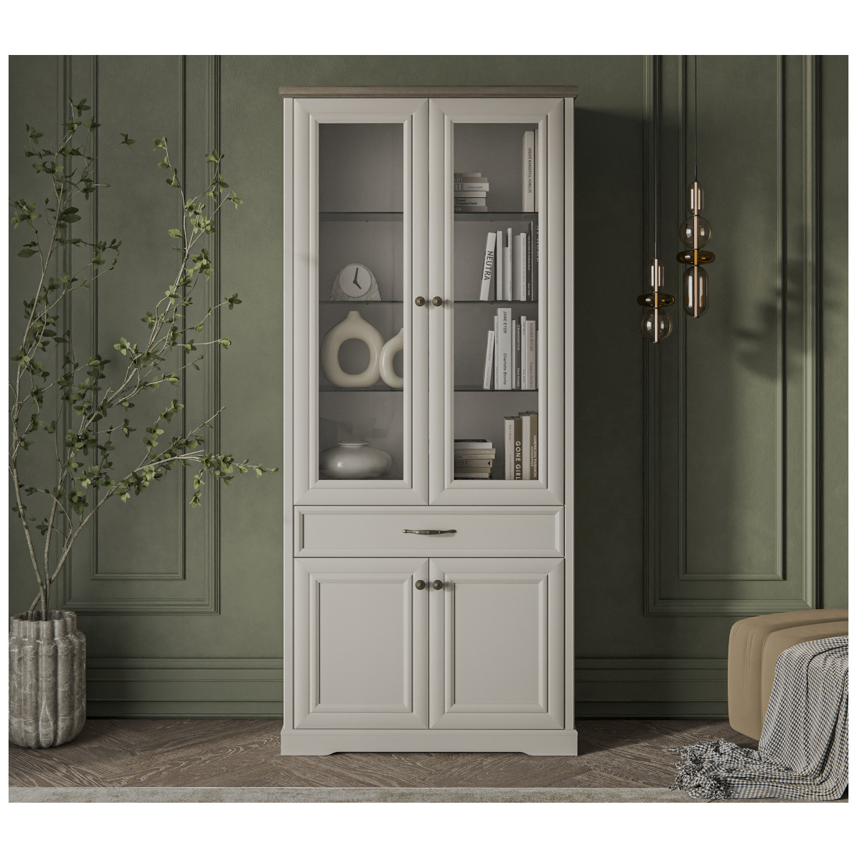 Картинка Тоскана Шкаф с витриной 2V2D1S интернет-магазин мебели FreeTime